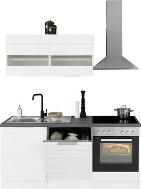 Kochstation Küche KS-Luhe, 180 cm breit, wahlweise mit oder ohne E-Geräten, gefräste MDF-Fronten