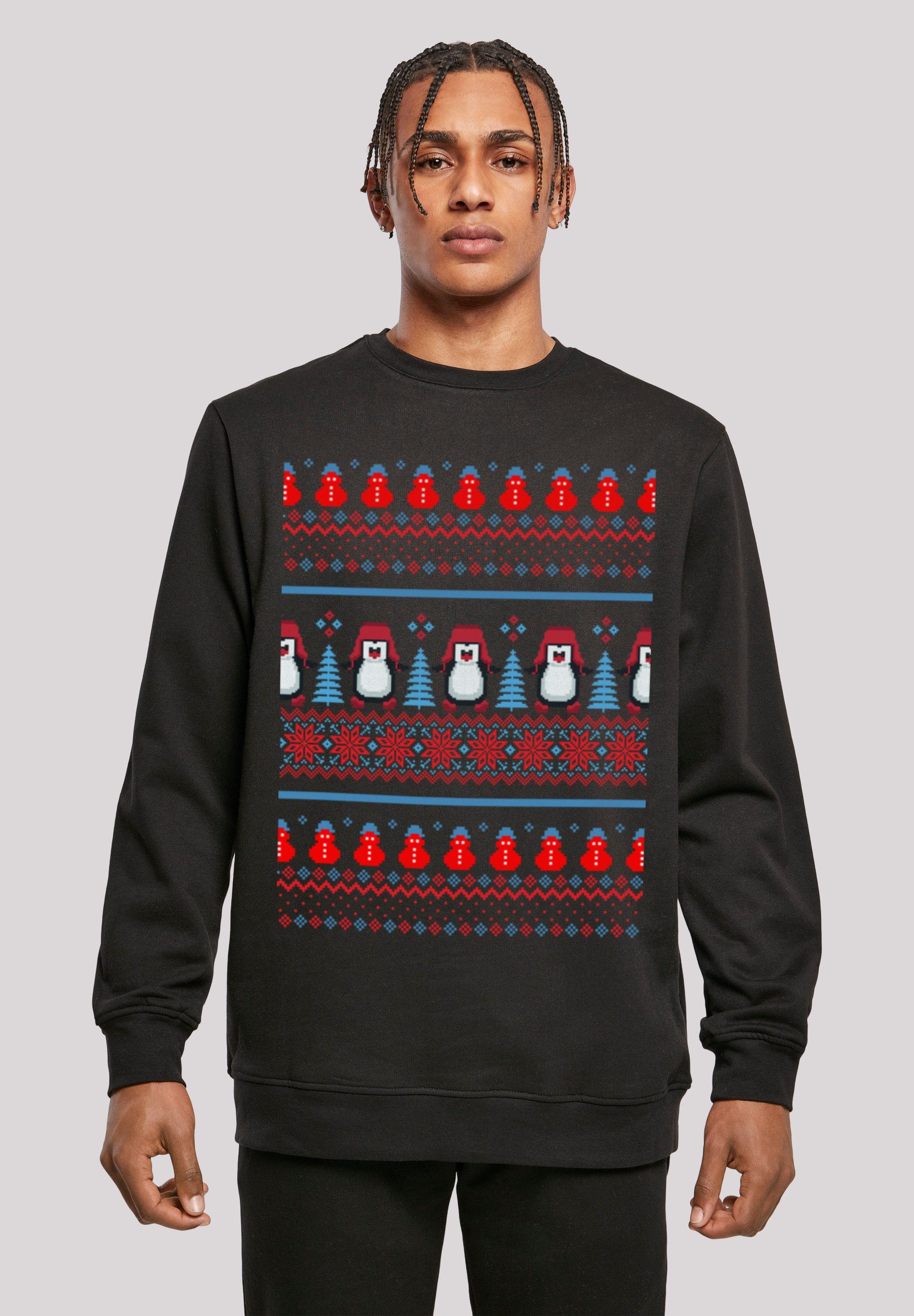 Print Muster Christmas schwarz Hoodie F4NT4STIC Pinguin