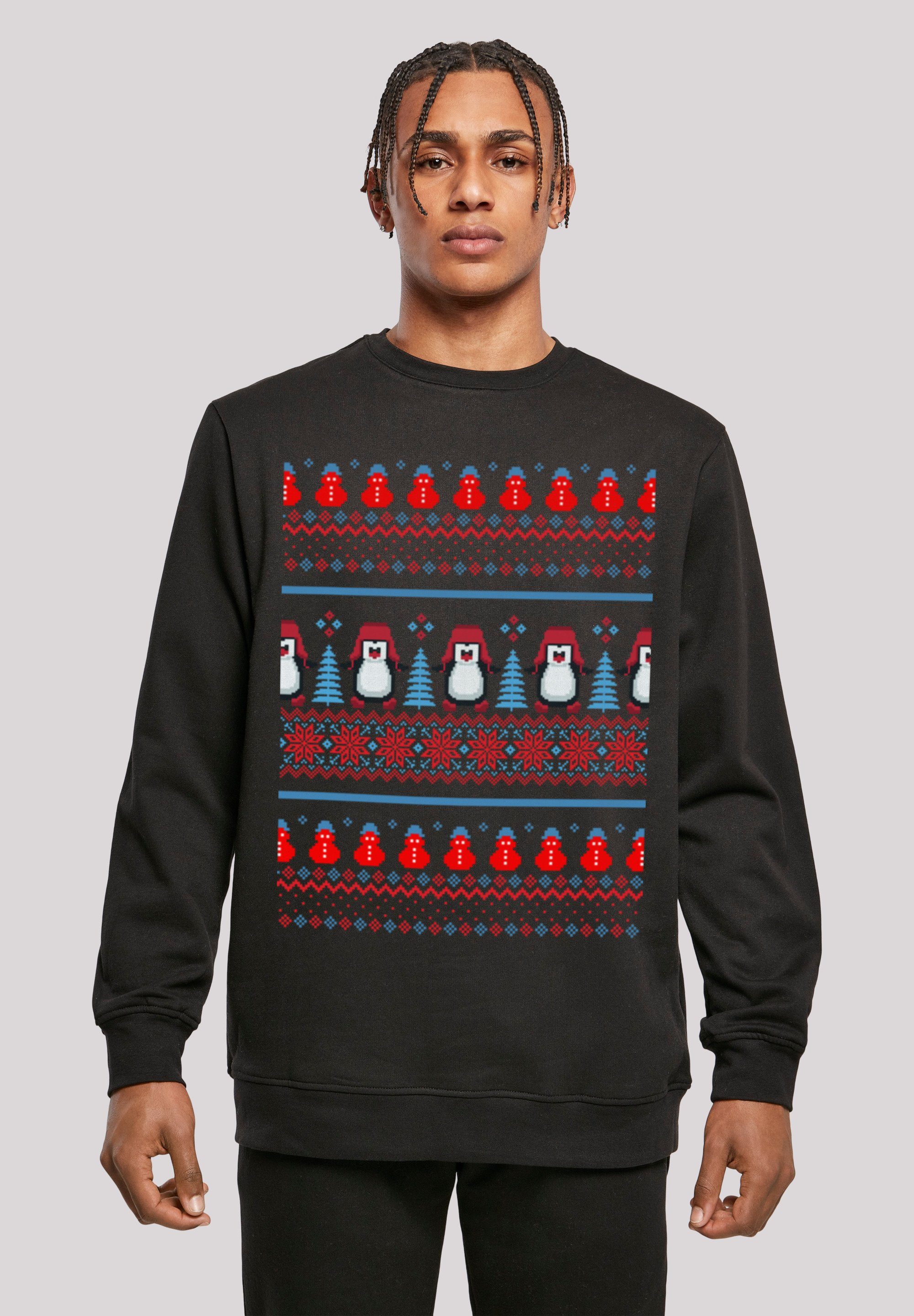Basic Hoodie F4NT4STIC Muster Crewneck, Look, Regular entspannter Fit Pinguin Print, Christmas
