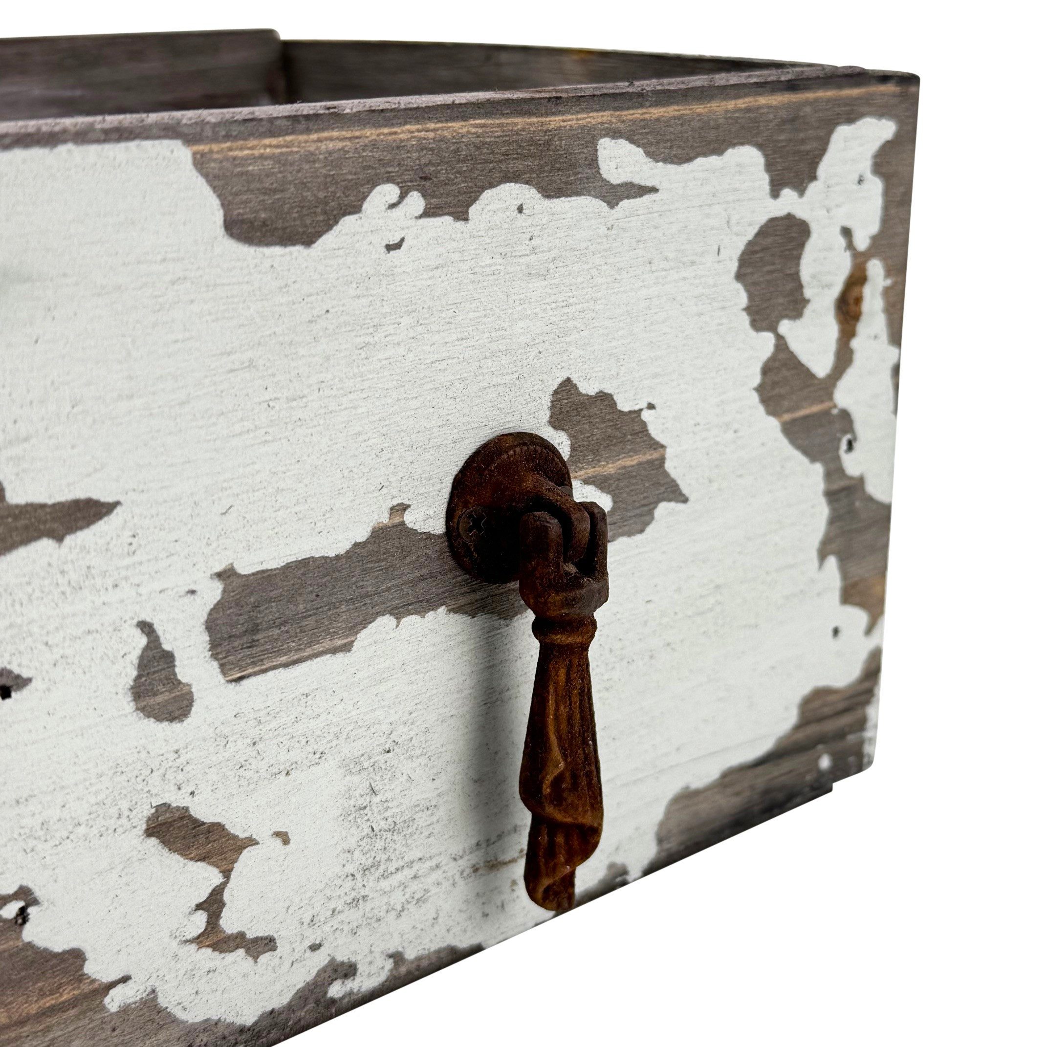 Online-Fuchs Blumentopf 2 Schubladen im Set - Blumentöpfe, Kräutertopf, Küche, Vintage Stil (Shabby Look in leichten MINT Ton, 2er Set), für den Innen- und geschützten Außenbereich - 102