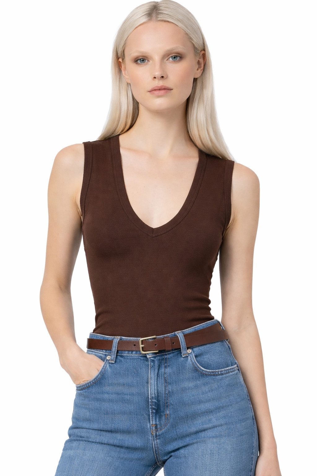 Blusentop V-Ausschnitt Basic Top