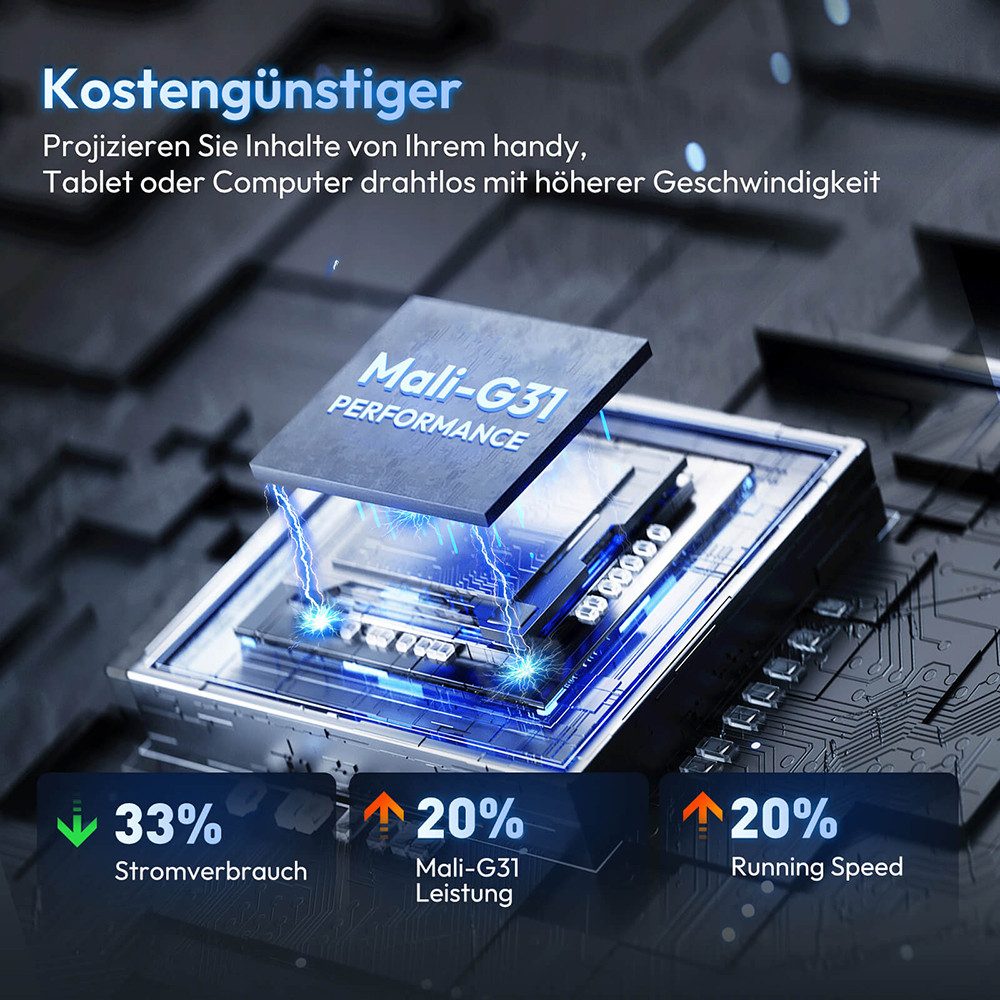 XGODY Gimbal 5 Mini LCD-Beamer (10000:1, 1920x1080 px, 4K-Unterstützung Heimfilmprojektor 180° drehbar)