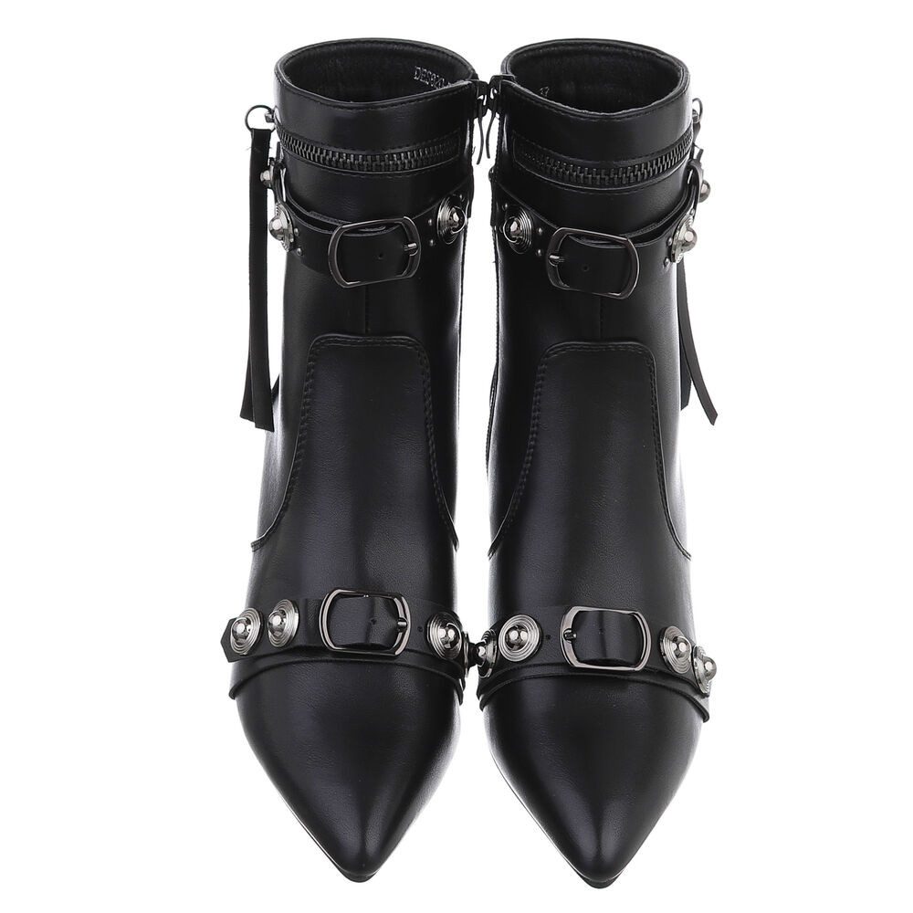 Ital-Design Damen Abendschuhe Party & Clubwear Stiefelette (87740200) Pfennig-/Stilettoabsatz Stiefeletten in Schwarz