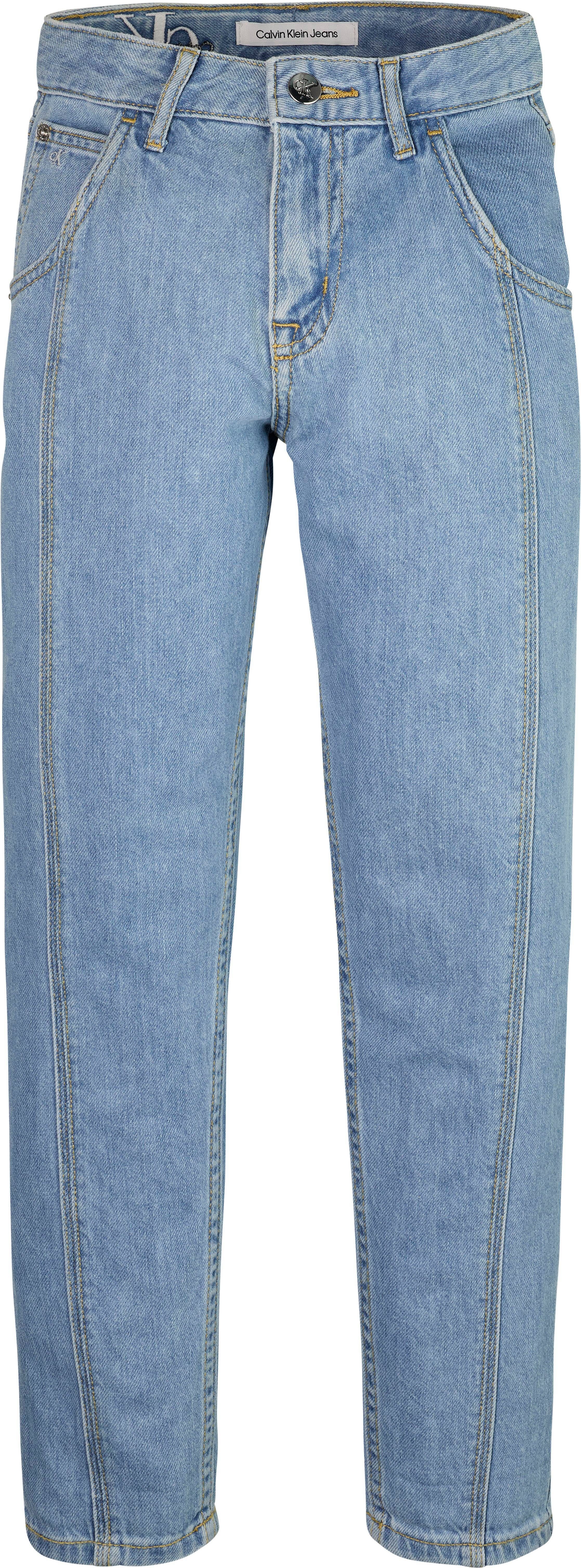 Calvin Klein Straight-Jeans am Logostickerei Bund Calvin hinten Jeans mit Klein