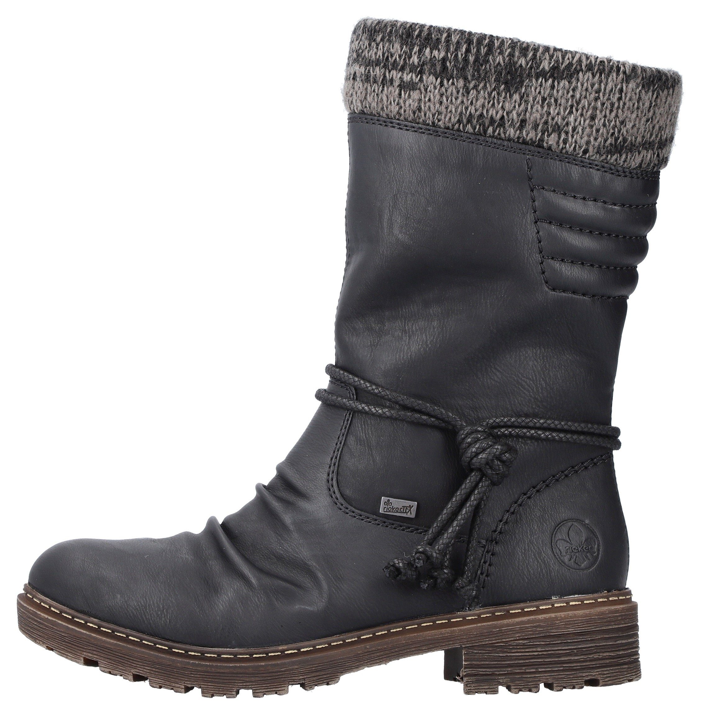 Rieker Winterstiefel, Winterboots, Blockabsatz, TEX-Membran, mit gestricktem Schaftrand