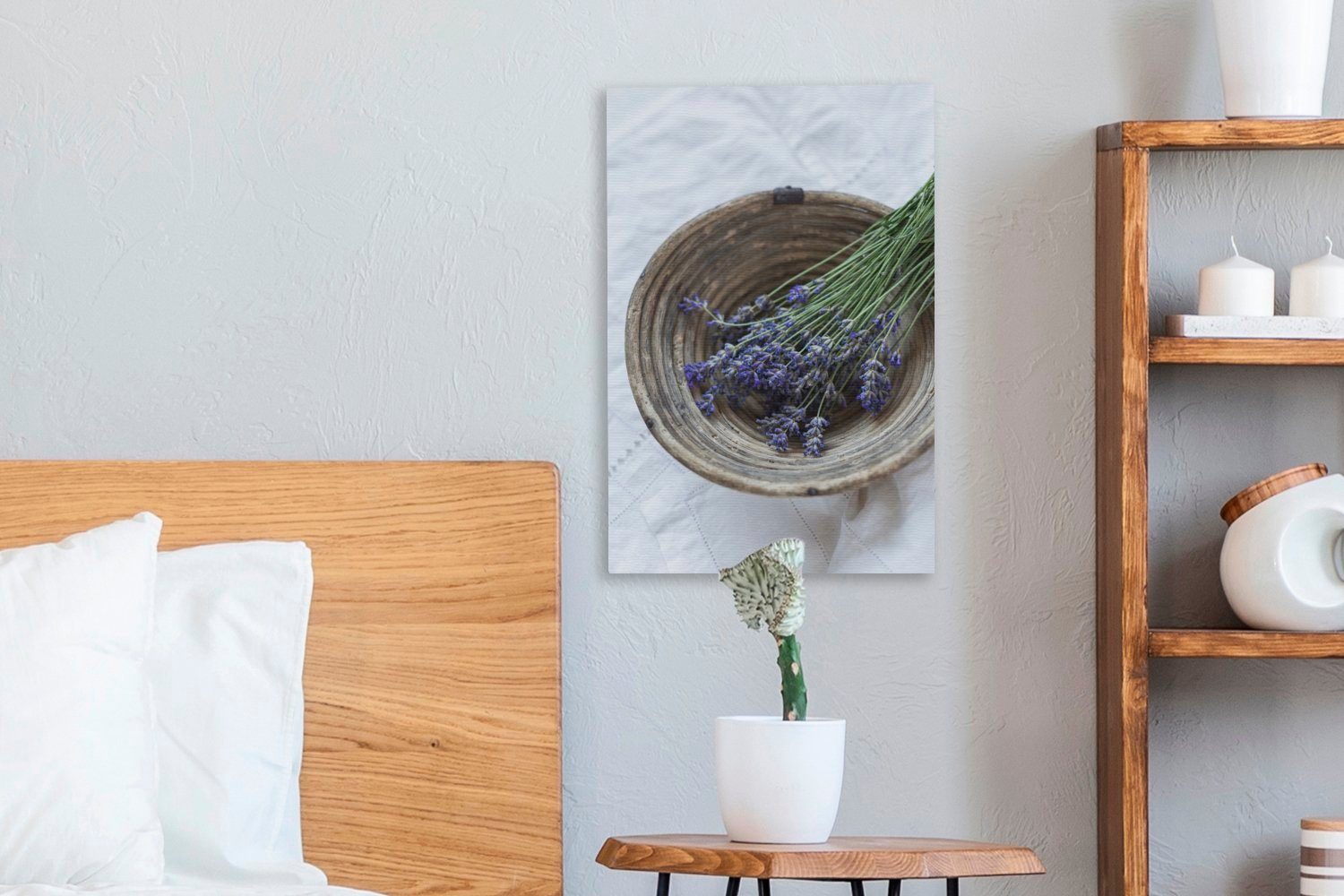 Lavendel Leinwandbild in einem Gemälde, Leinwandbild OneMillionCanvasses® 20x30 St), Zackenaufhänger, Körbchen cm Thermalbad, (1 im fertig inkl. bespannt