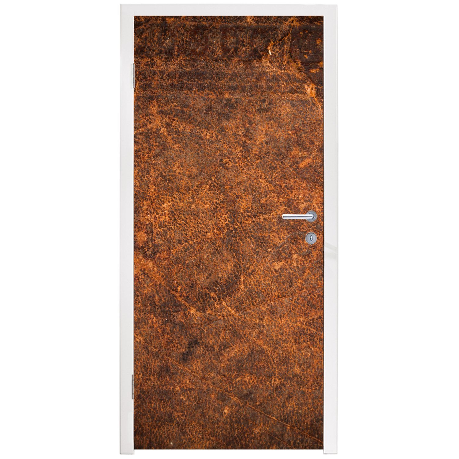(1 Matt, Braun MuchoWow cm bedruckt, St), Fototapete Textur Türaufkleber, Türtapete Orange, Tür, - - - für Leder 75x205