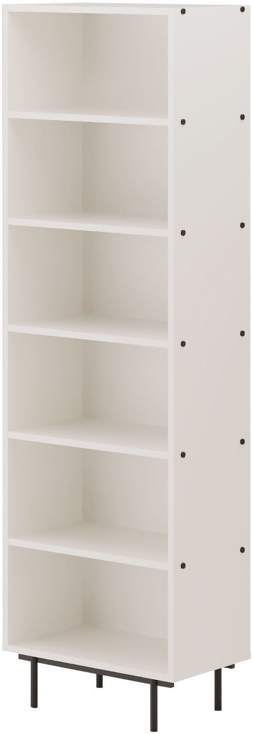 Home affaire Standregal Arrocco: Schlankes Regal in 2 Farben mit Metallelementen, stilvoll, B/T/H: 60,8/35/195cm, 5 offene Fächer, viel Platz, Made in Poland