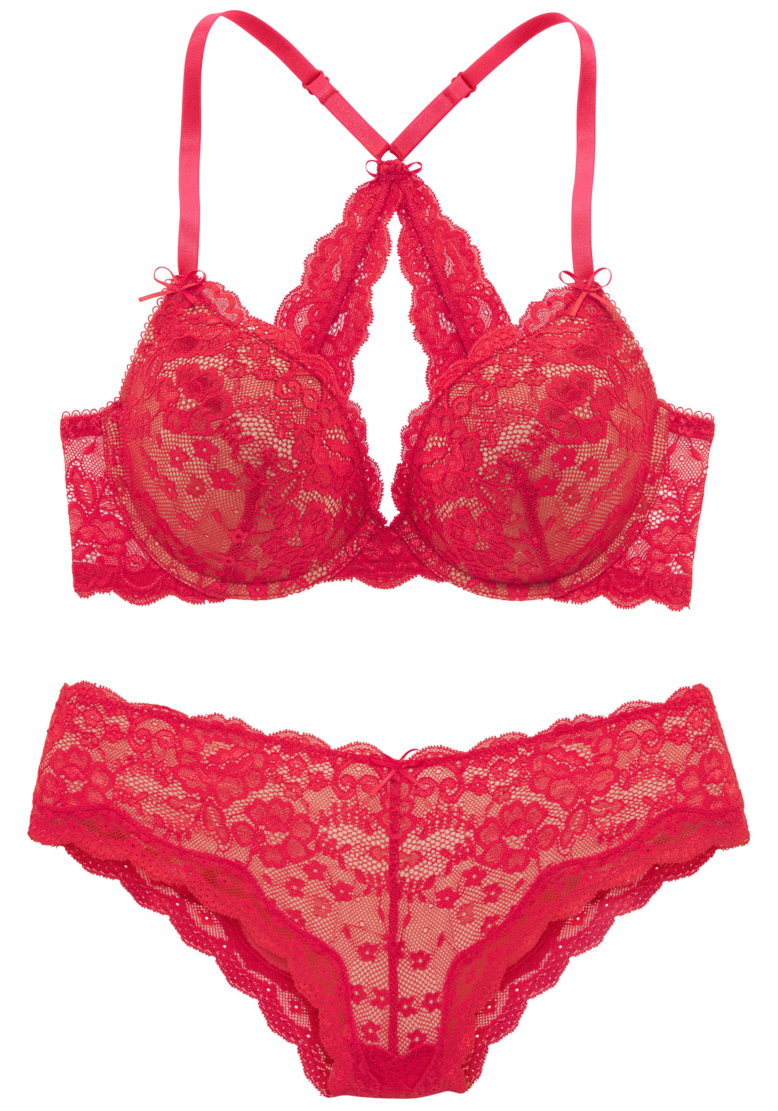 LASCANA Set: Push-up-BH (Set, 2-tlg., mit Panty) mit zarter Spitze, sexy Dessous, Reizwäsche