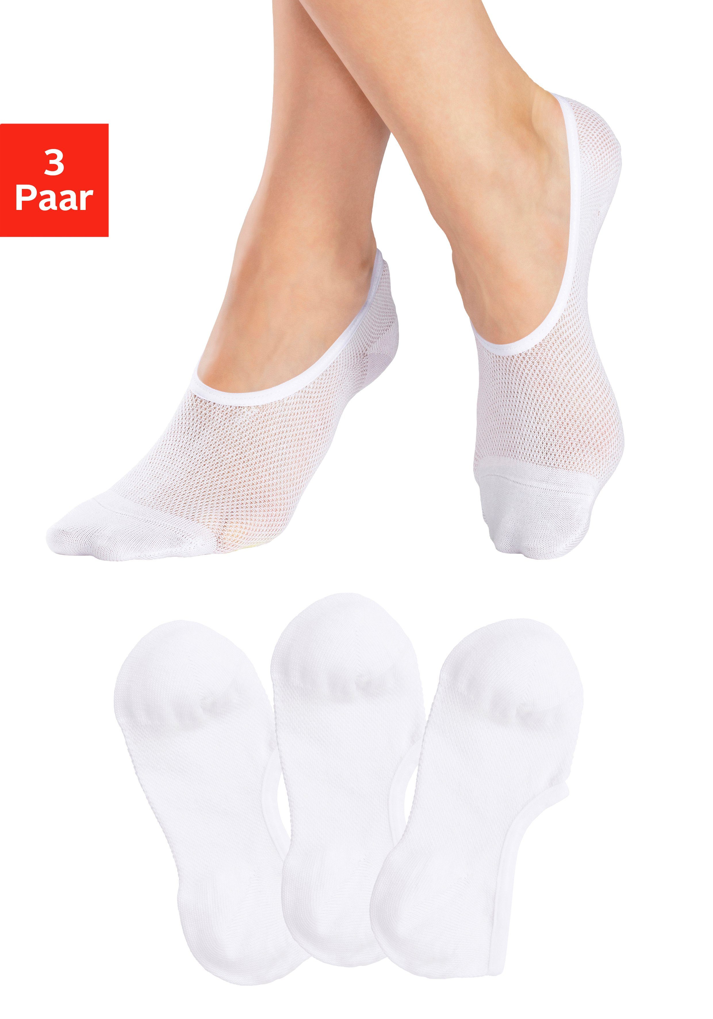 LASCANA ACTIVE Füßlinge 3-Paar) 3x weiß Pikee (Set, mit Struktur