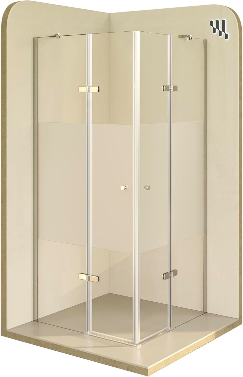 i-flair Eckdusche Duschkabine Alice aus teilsatiniertem ESG, Höhe 190 cm, 80x80 cm, BxT: 80x80 cm, Einscheibensicherheitsglas, ohne Duschtasse, mit hochwertigen Aluminiumprofilen in silber, ebenerdiger Einbau möglich, mit Drehtüren