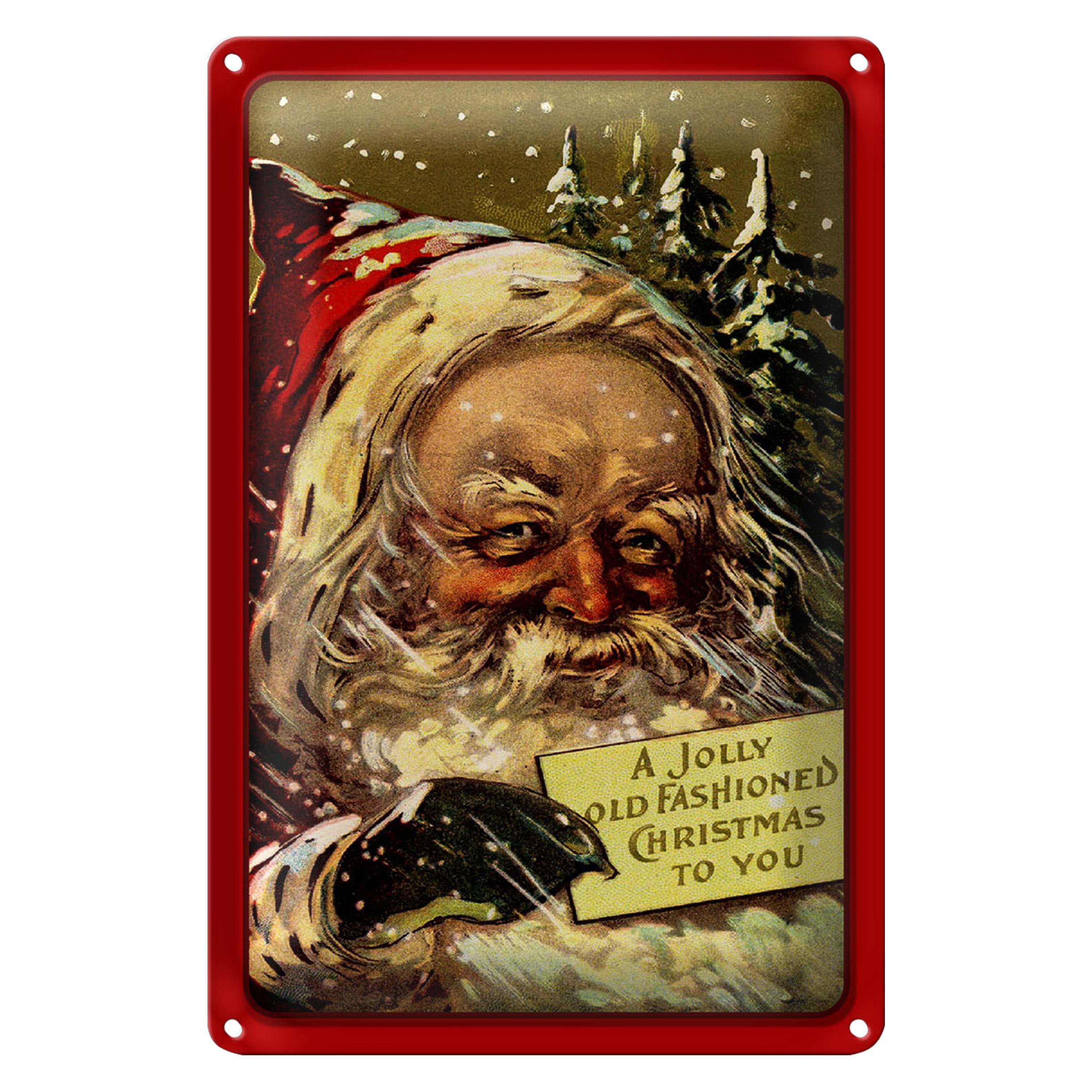 Roomando Metallschild Blechschild Weihnachtsmann Winter Schnee Christmas 20x30cm