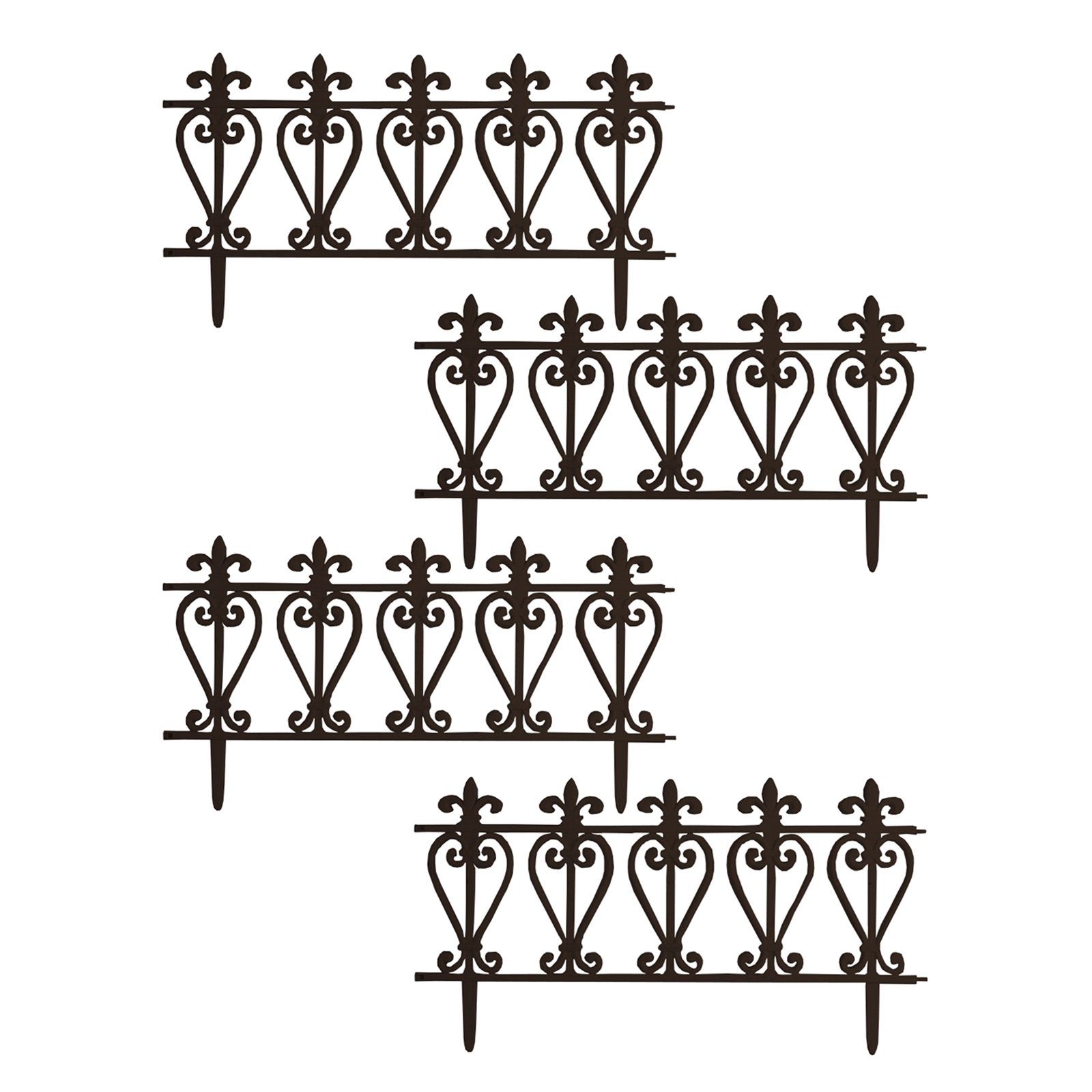 HTI-Living Beetbegrenzung Zierzaun Ornament Nessa, 4 Zaunelemente, Beeteinfassung Beetbegrenzung