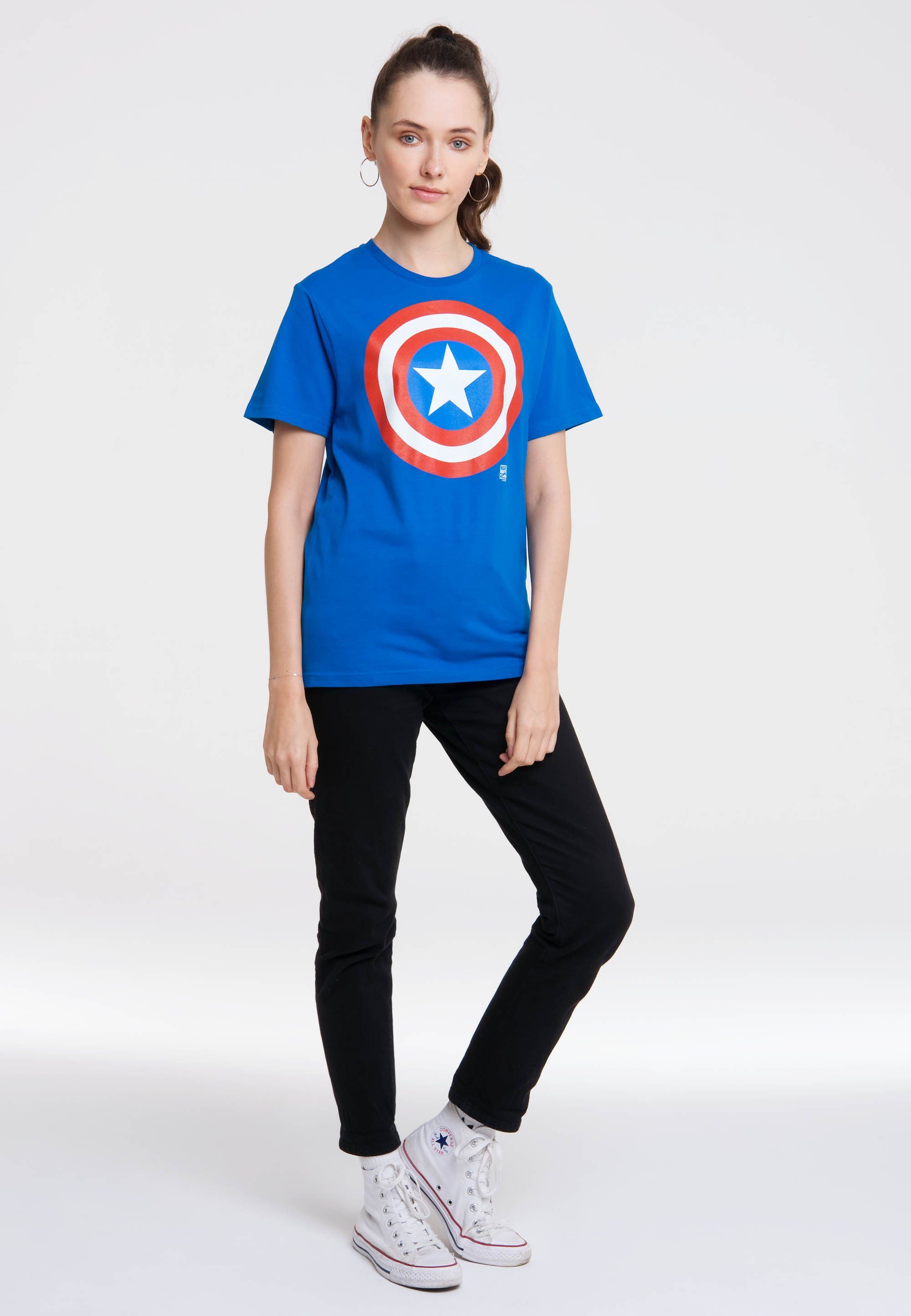 Damen Shirts LOGOSHIRT T-Shirt Marvel Comics mit Captain America-Logo