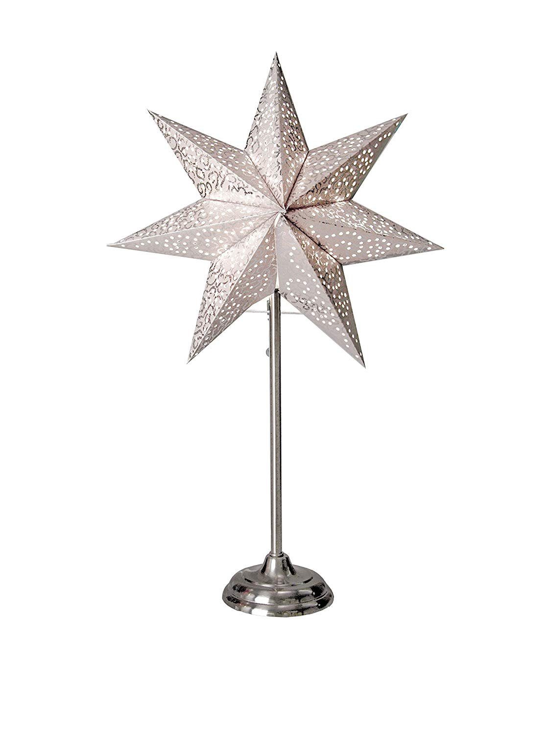 STAR TRADING LED Stern Star Antique Standleuchte, Papier, Weiß, 55 x 34 cm