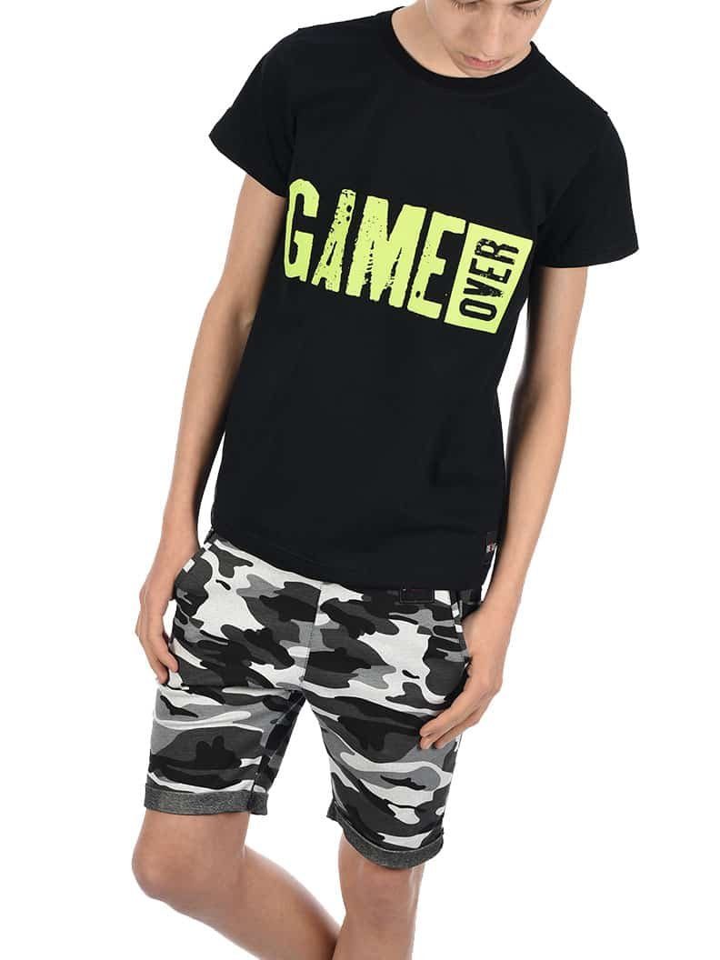 (1-tlg) Jungen Camouflage Schwarz / & BEZLIT Shorts Sommer Set T-Shirt elastischem mit Bund