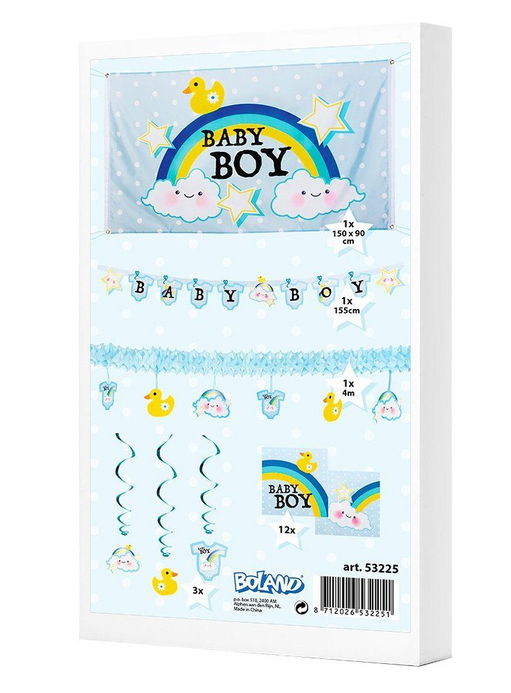 Boland Hängedekoration Baby Boy Deko-Set, Dekobox für Geburt, Babygeburtstag oder Pullerparty!