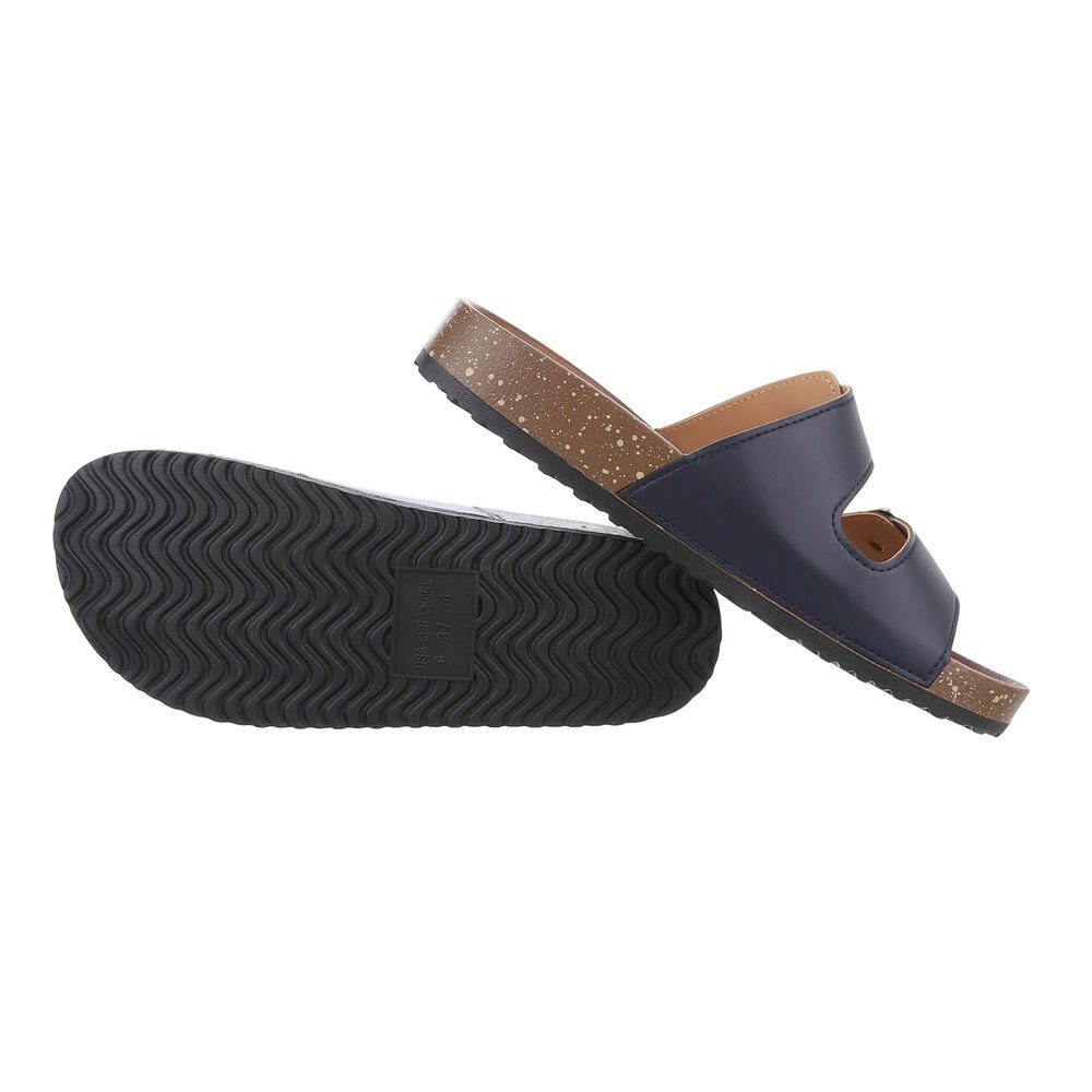 Ital-Design Damen Mules Freizeit Pantolette Flach Pantoletten in Dunkelblau