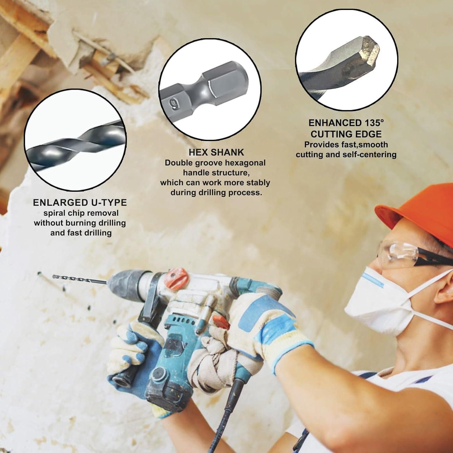 LuxusKollektion Bohrersatz Bohrersatz Beton Mauerwerk Einheitsgröße set 4-Quality Plus