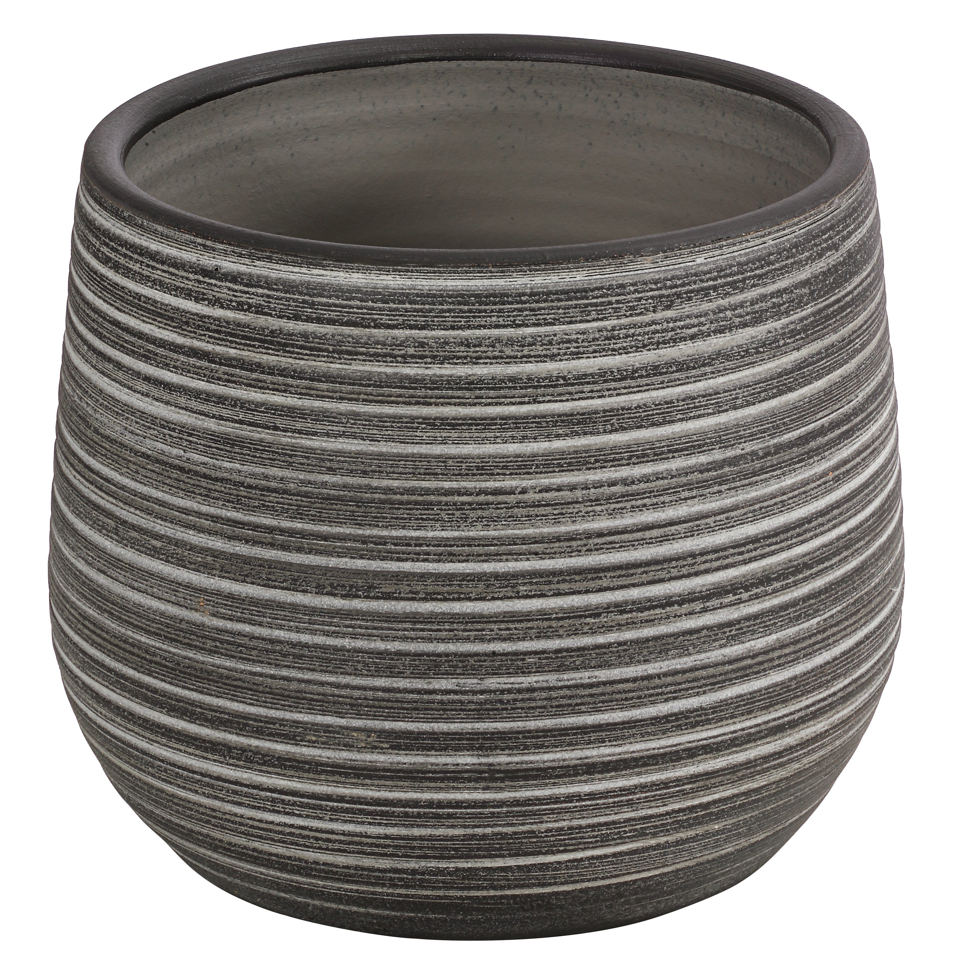 Dehner Blumentopf Klara, Ø 21 - 23 cm, Höhe 21 - 23 cm, dunkelgrau, handgef günstig online kaufen