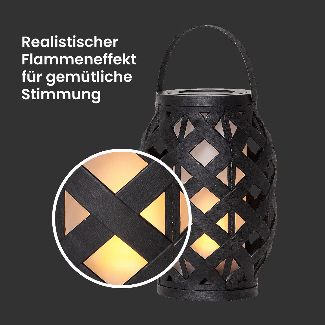 STAR TRADING Außen-Tischleuchte Flame Lantern, Sanftes warmweißes Licht: 30 Lumen sorgen für angenehme Orientierung u
