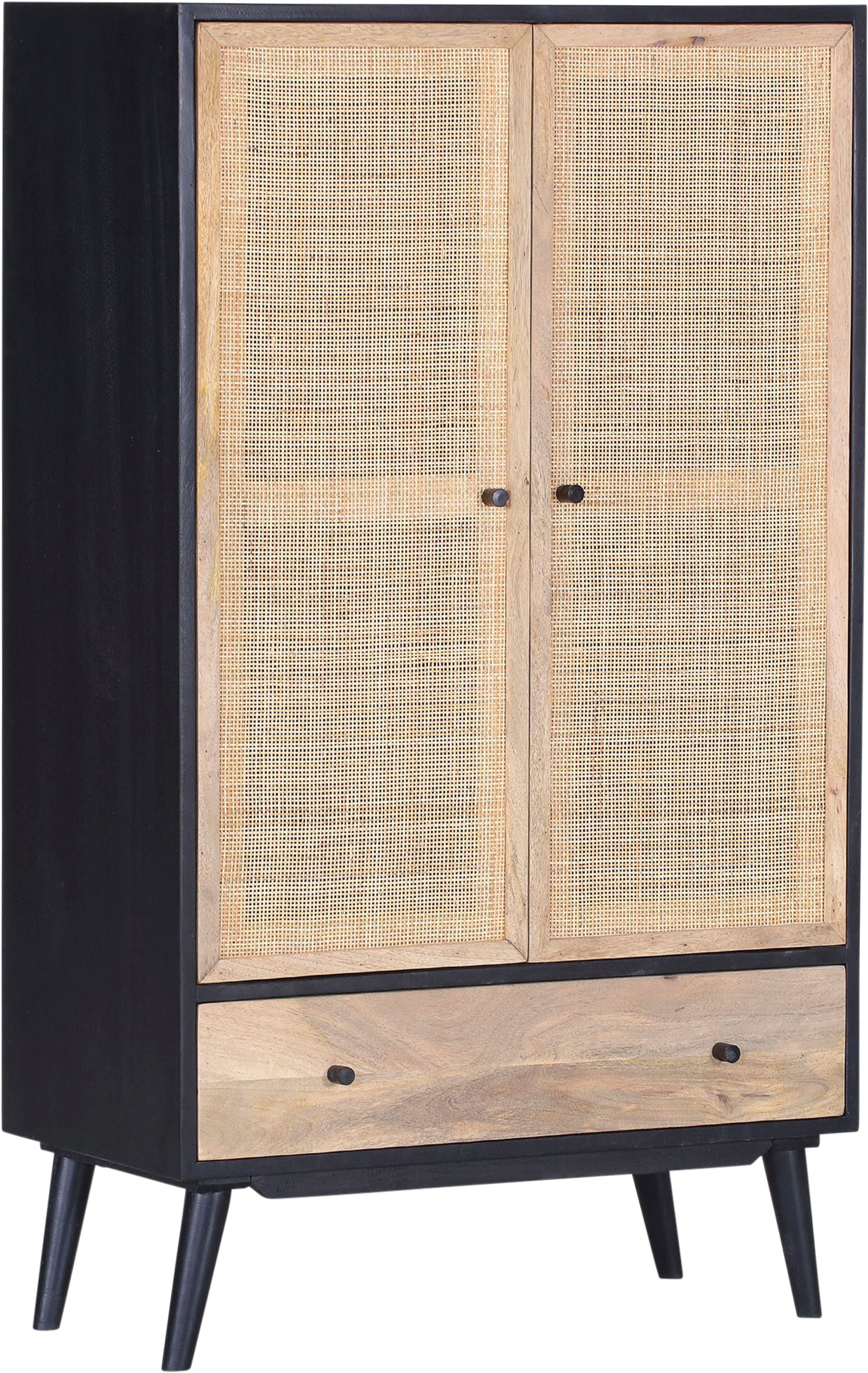 Gutmann Factory Highboard Linus, Stauraumschrank mit Front aus Rattangeflecht, Breite 80 cm