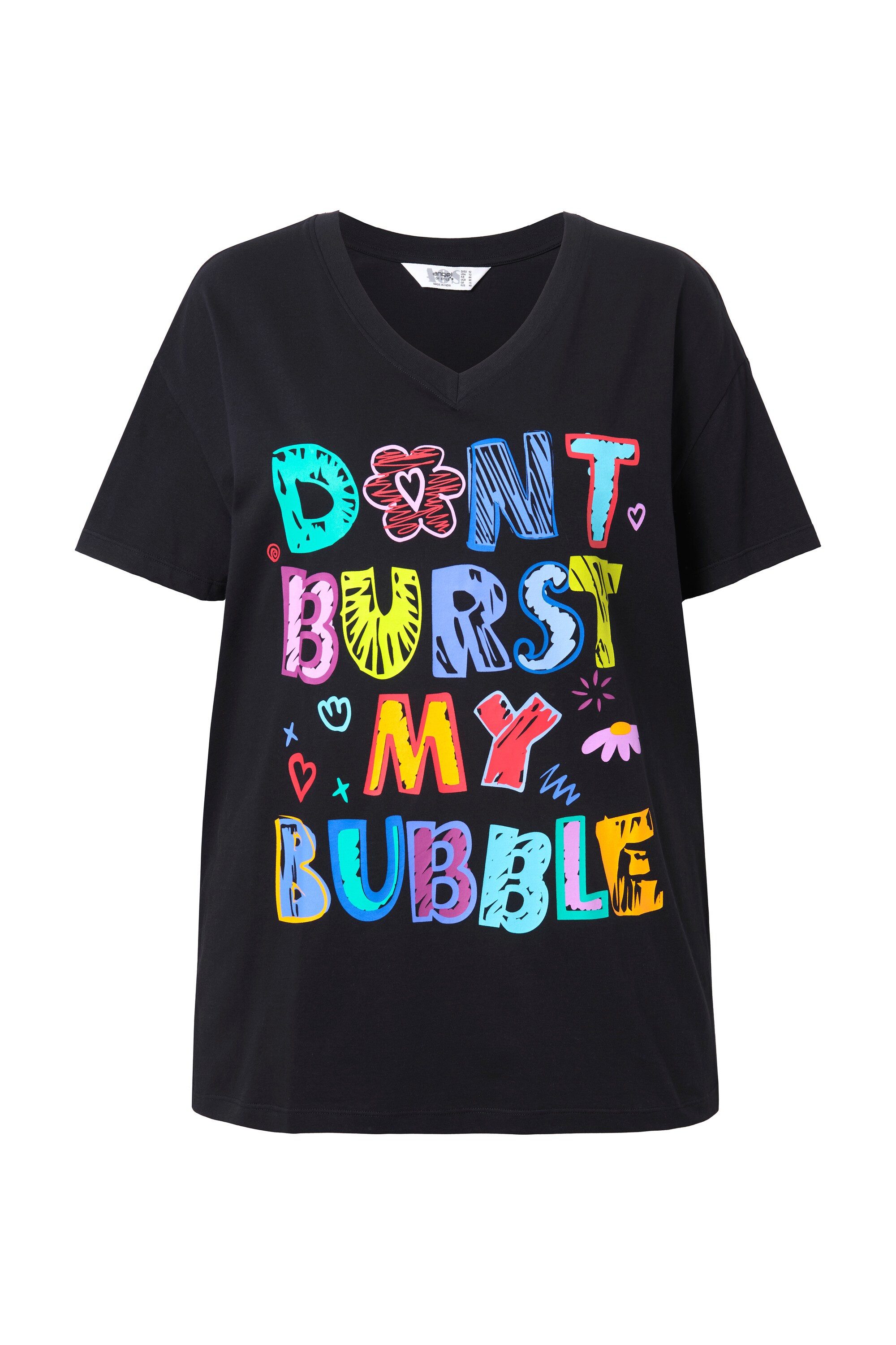 Angel of Style T-Shirt T-Shirt Boxy Fit bunter Schriftzug günstig online kaufen