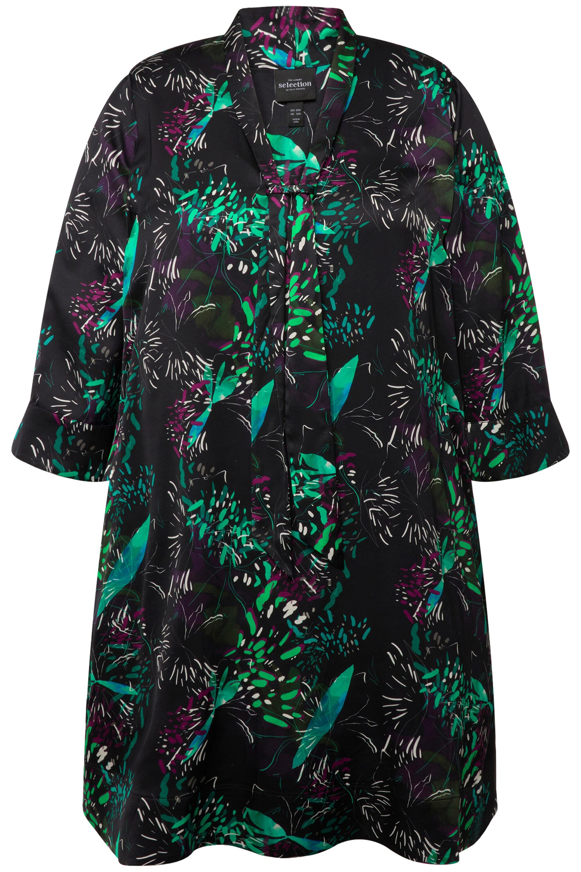 Ulla Popken Tunika Long-Tunika Satin V-Ausschnitt günstig online kaufen