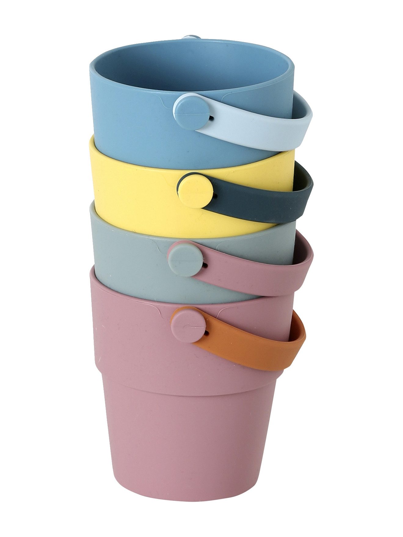 Badespielzeug 4er-Set Baby Badewannen-Eimer aus Silikon