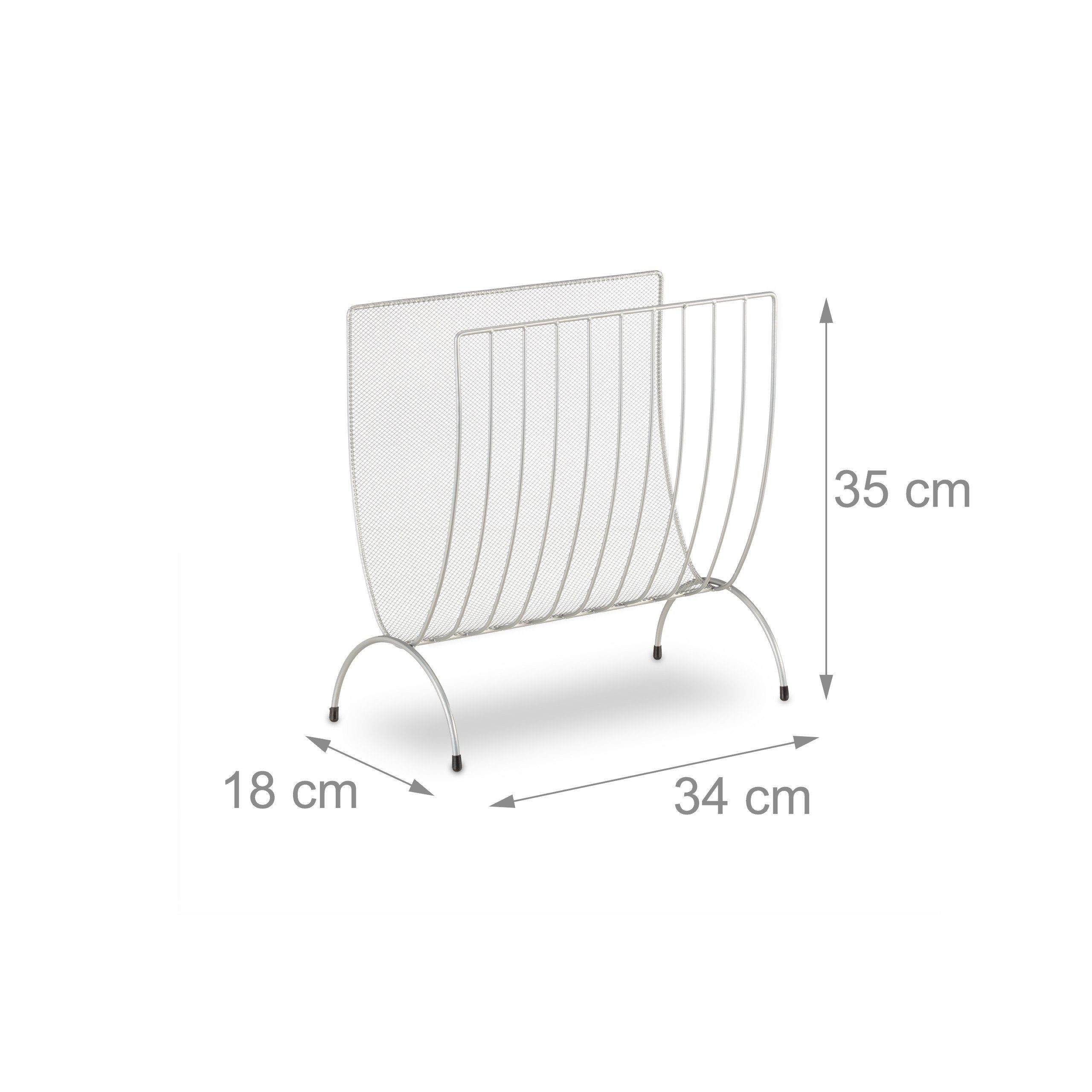 relaxdays Zeitungsständer Metall, silber