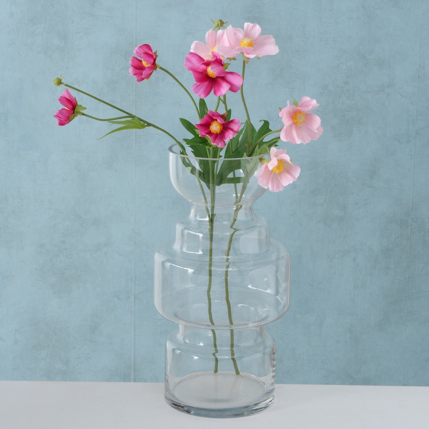 Vase Glas transparent H.30cm, Blumenvase aus Dekovase "Brooke" in BOLTZE