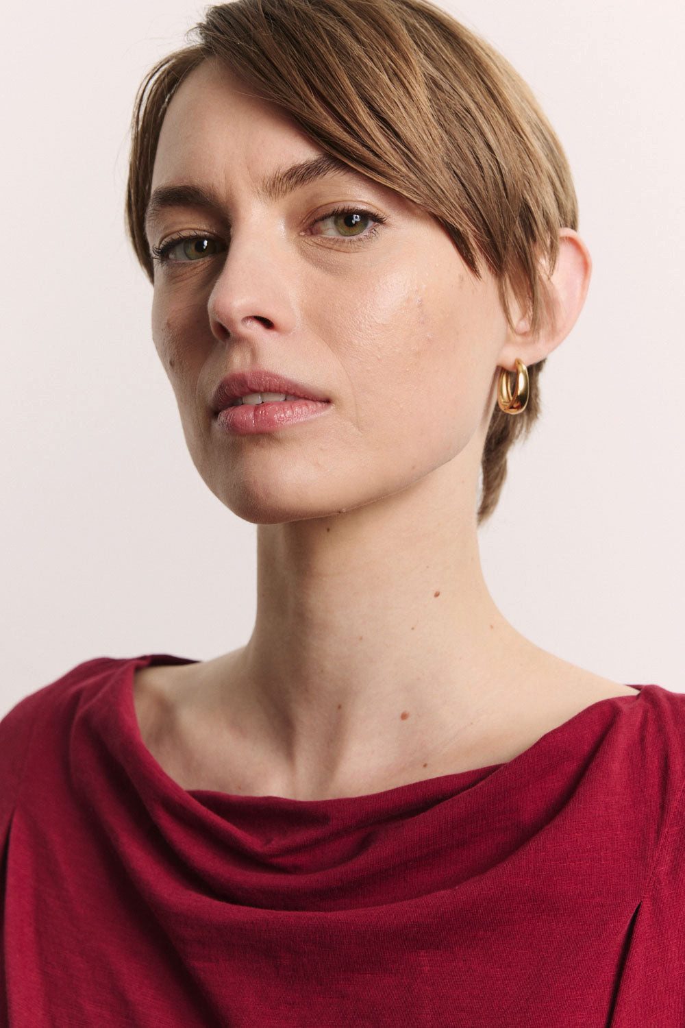 Tranquillo T-Shirt Slub Jerseyshirt Giina aus Bio-Baumwolle GOTS-zertifizierte Bio-Baumwolle mit Wasserfallausschnitt