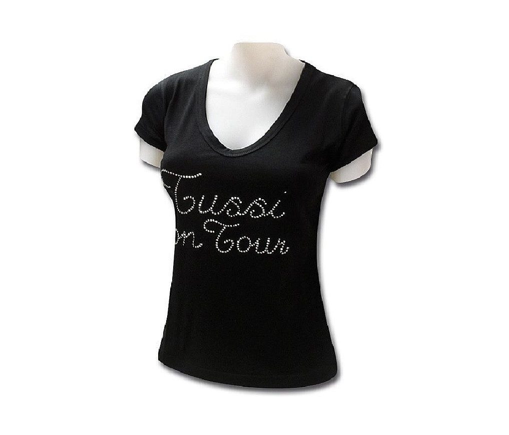 Trend Import T-Shirt Tussi on Tour - T-Shirt Schwarz Größe XS mit Strass-Steinen und