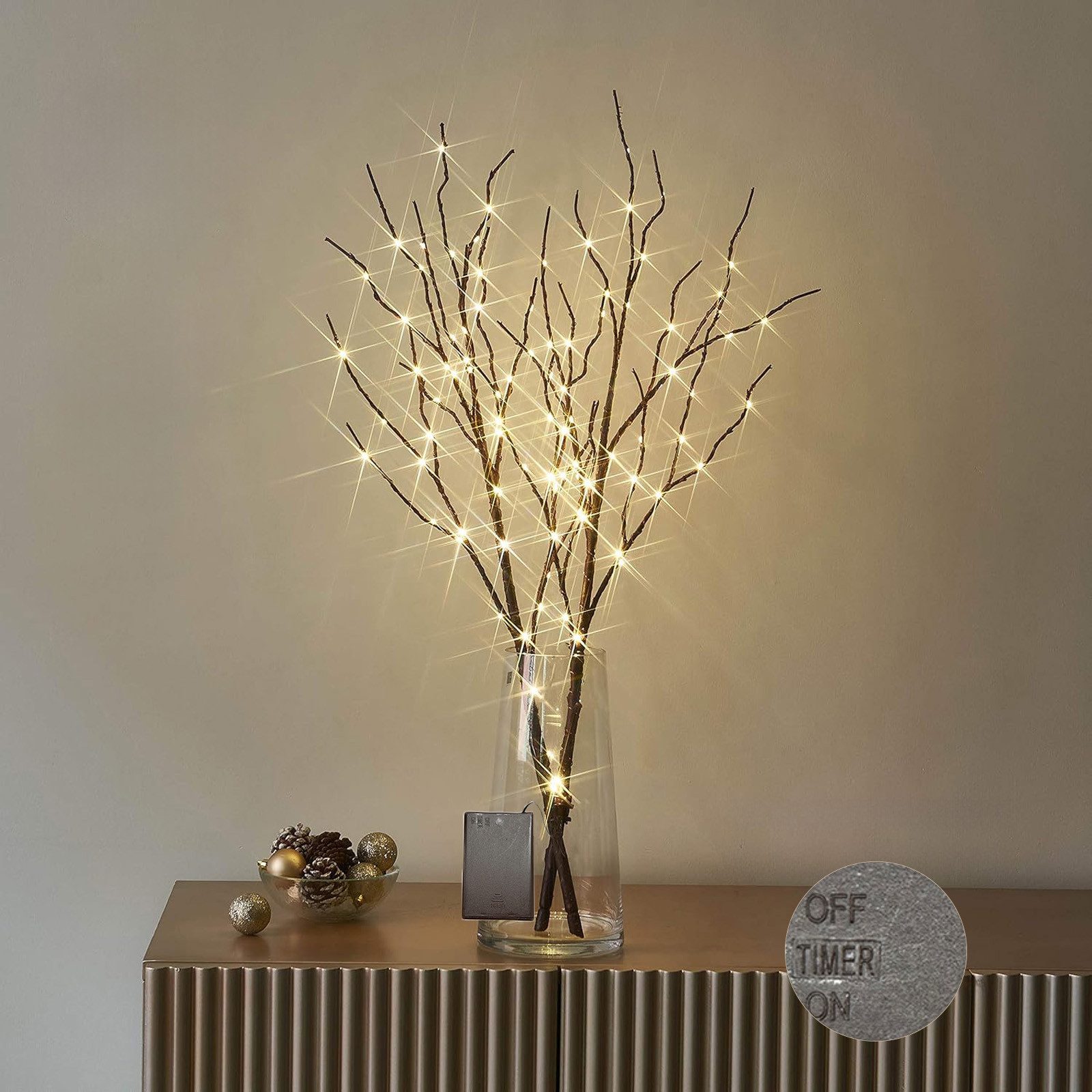 Kunstzweig LED-Leuchtzweig Lichterzweige Batteriebetrieben 50/100LED Lichte günstig online kaufen