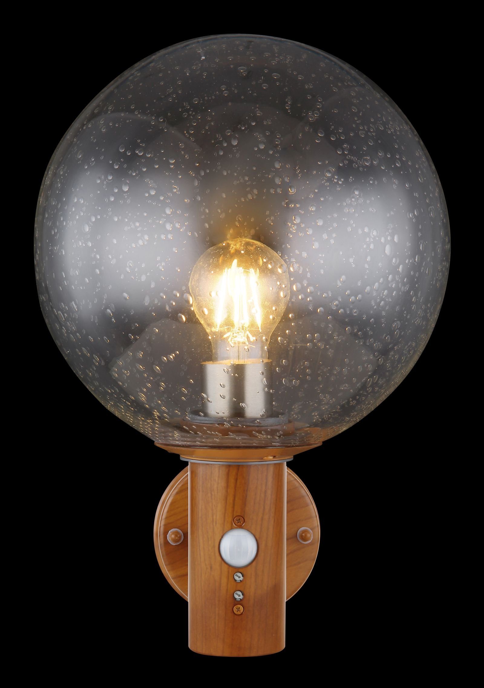Globo Außen-Wandleuchte Globo LED (IP44), aussen, vom abhängig Edelstahl 90°, vom Holzoptik Leuchtmittel, :2-7m Leuchtmittel Wand Glas, Außenleuchte Dimmbar: Außenlampe Wandleuchte, hängt / Leuchtmittel, ab, Außenwandlampe, Außen, Leuchte spritzwassergeschützt ohne Lichtfarbe Bewegungsmelder Wandlampe