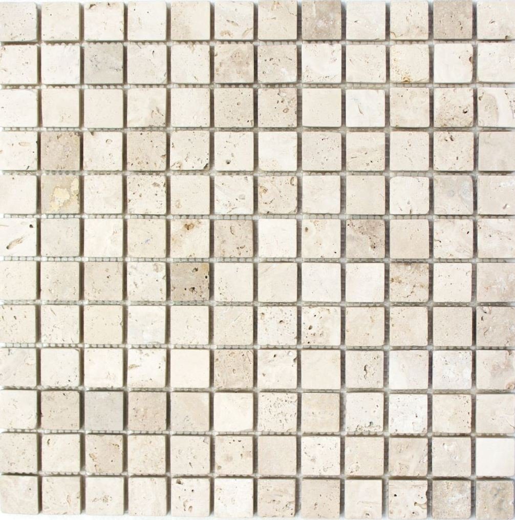 Mosani Bodenfliese Travertinmosaik Mosaikfliesen beige matt / 10 Matten
