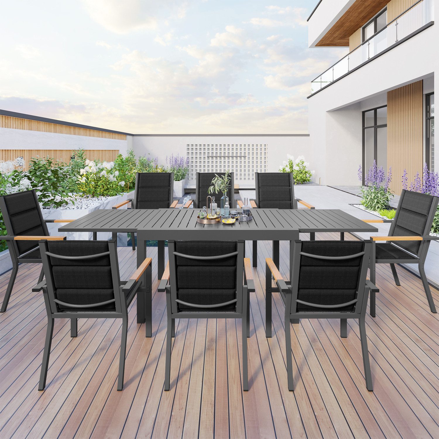 HOMALL Gartentisch Gartentisch Aluminium Ausziehtisch 80/160 günstig online kaufen