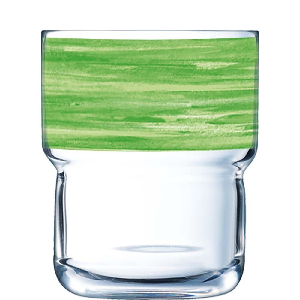 Arcoroc Tumbler-Glas Brush Green, Glas gehärtet, FB27 Tumbler Trinkglas stapelbar 270ml Glas gehärtet Grün 6 Stück | Tumbler-Gläser