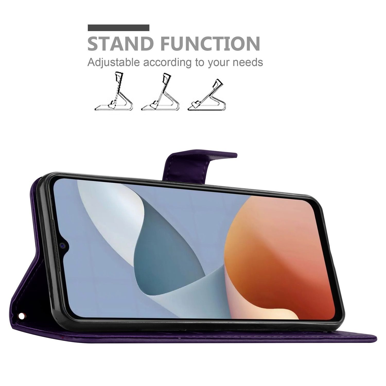 Cadorabo Handyhülle für ZTE Blade A54 Hülle ZTE Blade A54, Hülle Schutzhülle Blumen Flower mit Standfunktion Kartenfach Magnet