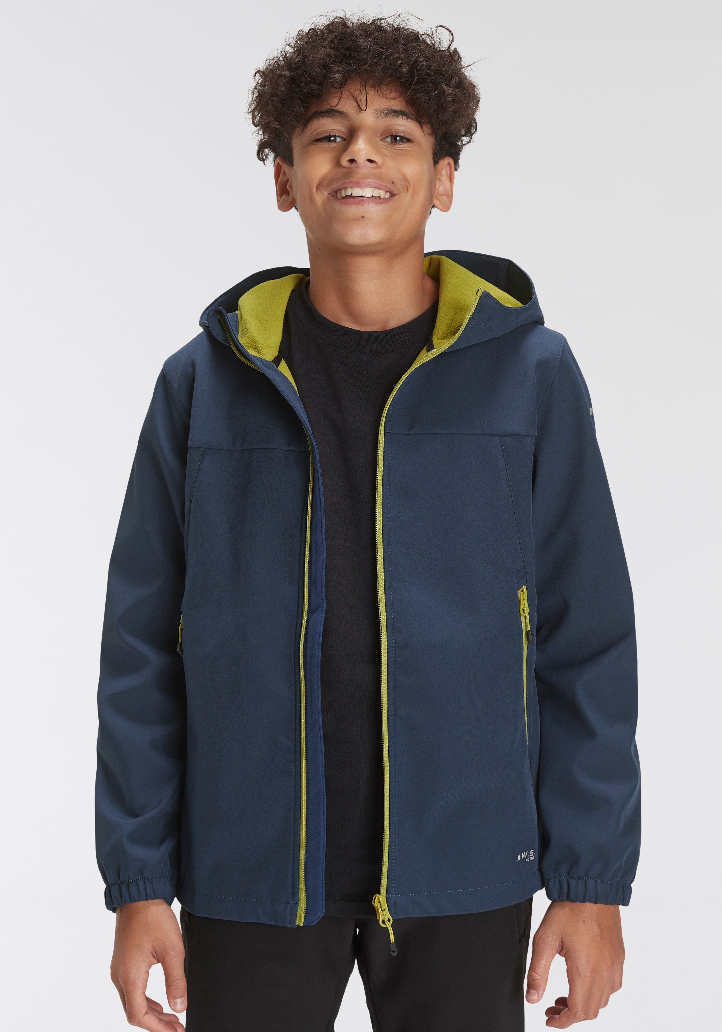 wasserabweisendem DARK - Icepeak Kinder Material Softshelljacke KONAN und für aus BLUE winddichtem