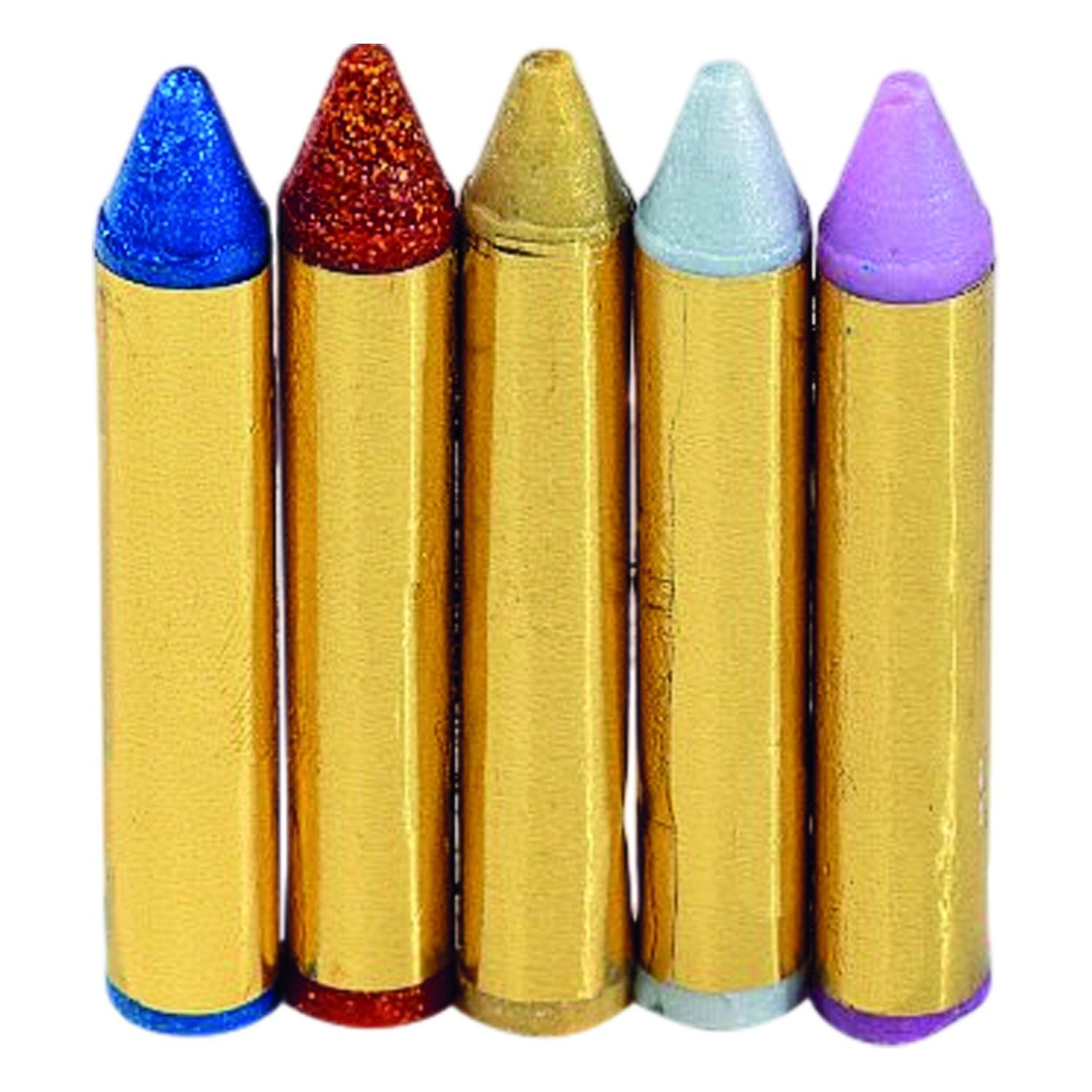 jofrika Theaterschminke 5 Bio Schminkstifte 'Glitter', mit Spitzer