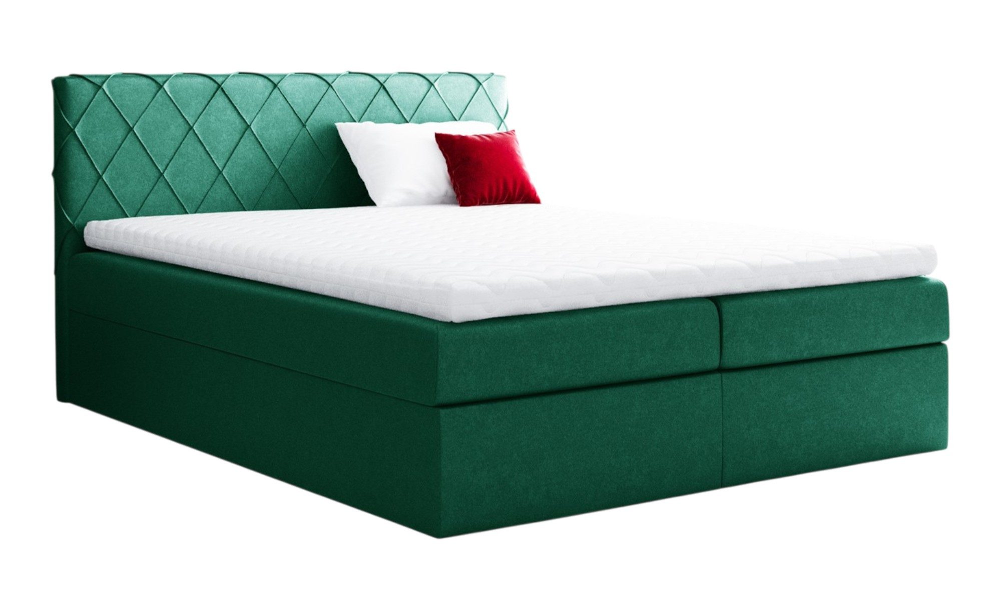 Fun Möbel Boxbett Schlafzimmerbett GRETA in Stoff Riviera (Gepolstertes Kopfteil und gepolsterte Bettkästen, inkl. Kaltschaumtopper), inkl. Bettkasten