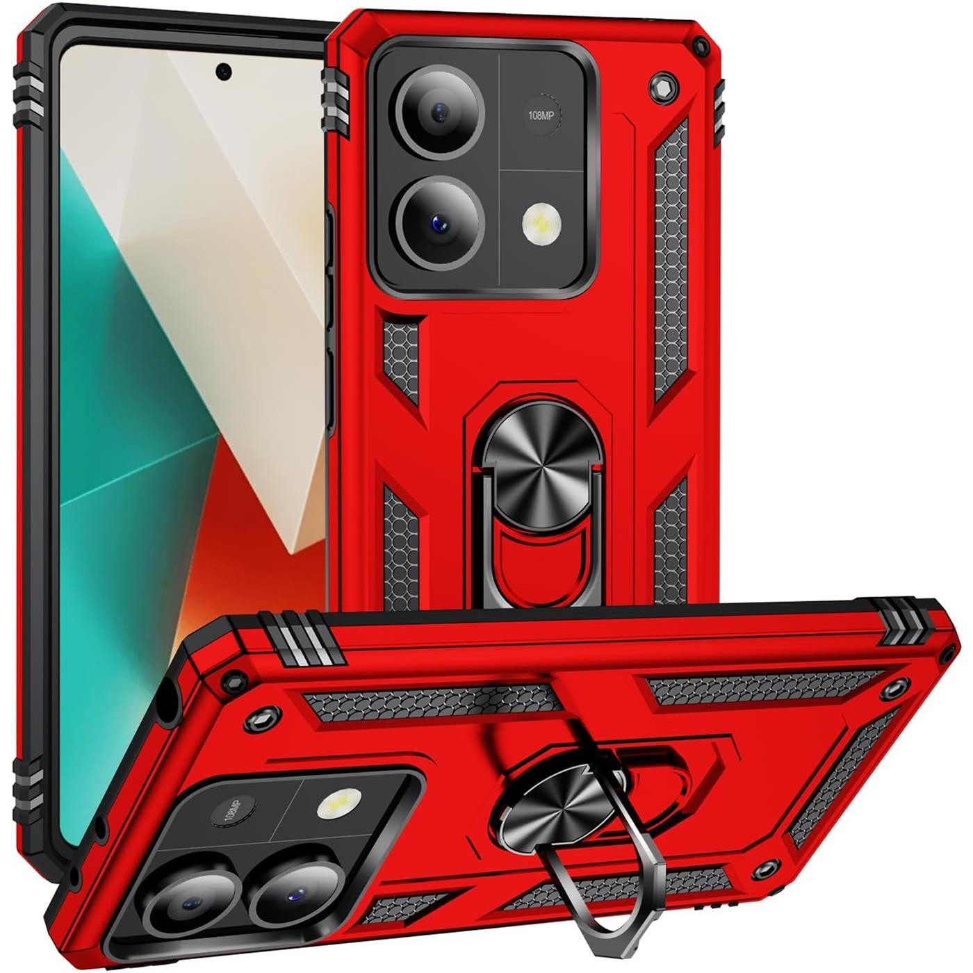 CoolGadget Handyhülle Armor Shield Case für Xiaomi Redmi Note 13 5G 6,67 Zoll, Outdoor Cover Magnet Ringhalterung Handy Hülle für Redmi Note 13 5G