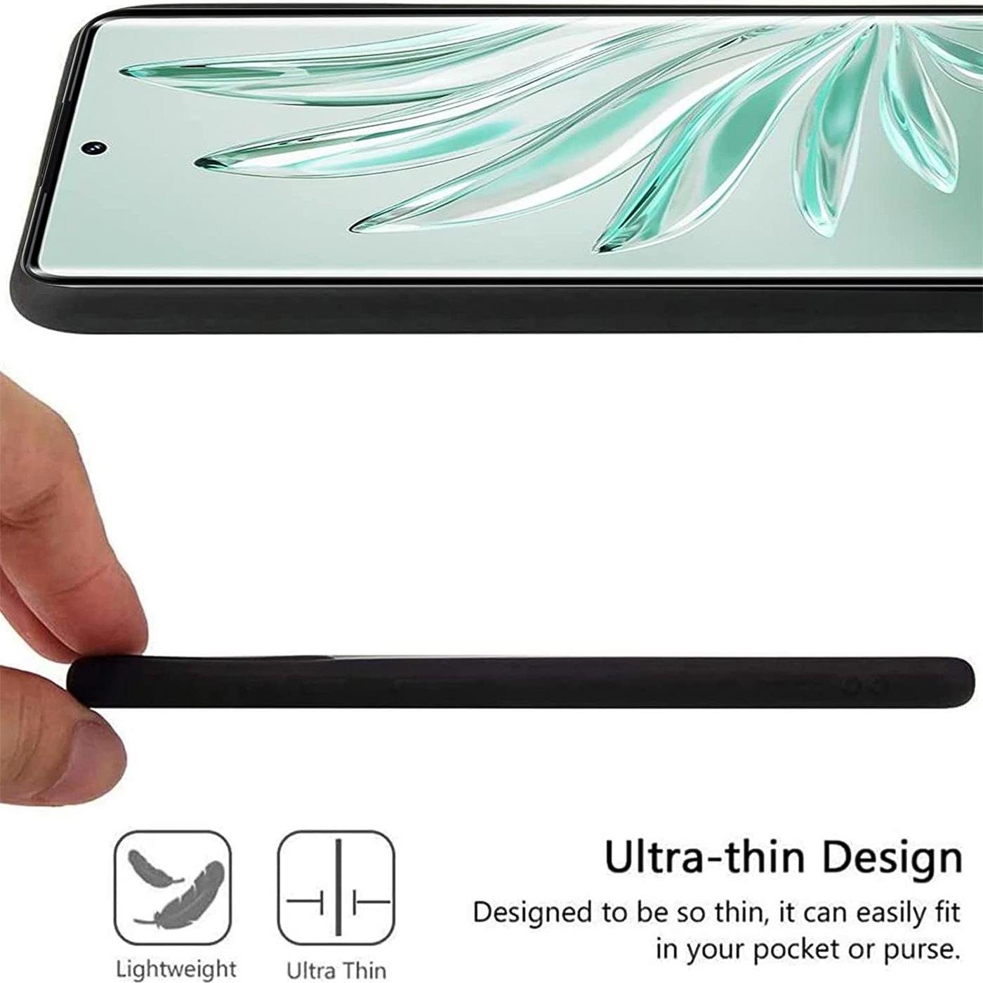 CoolGadget Handyhülle Handy Schutzhülle für Honor 70 matt schwarz 6,67 Zoll, Silikon TPU Hülle Schutz Tasche Cover schlicht Slim Case