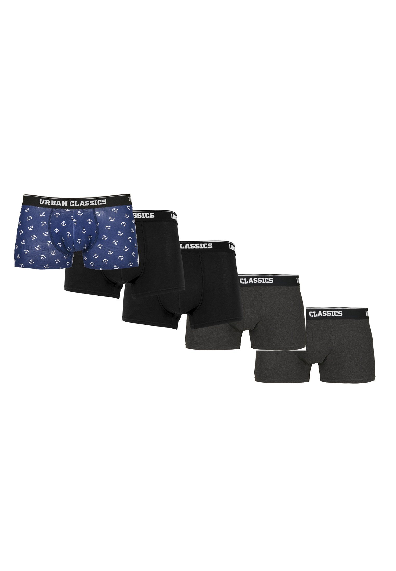 URBAN CLASSICS Boxershorts Herren Boxer Shorts 5-Pack (1-St) anchor aop/black/charcoal