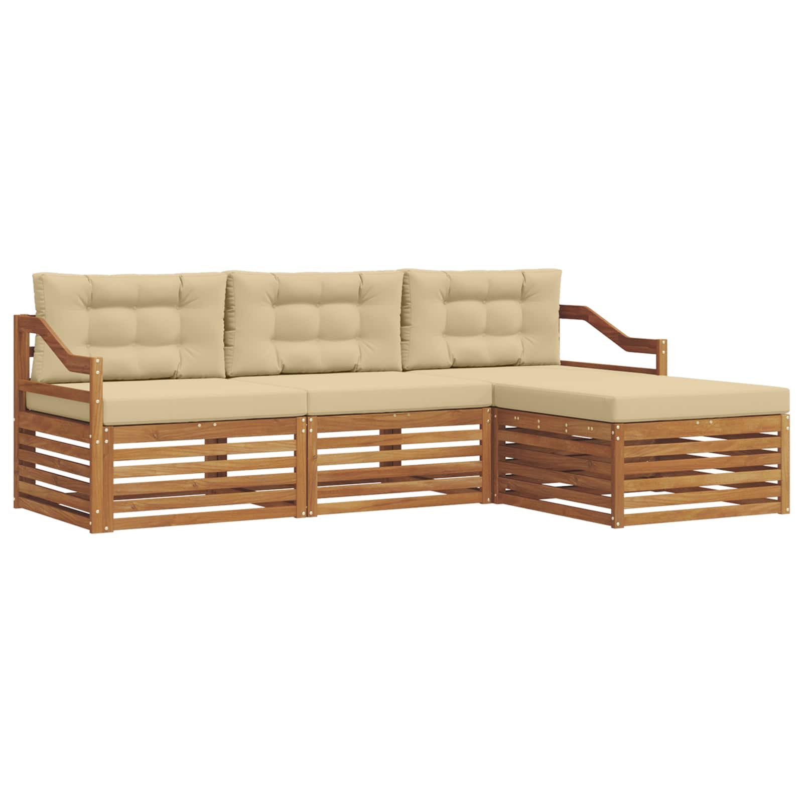 Gartenlounge-Set Outdoor-Sofagarnitur Natur und Beige 245,5 x 162,5 x 73 cm