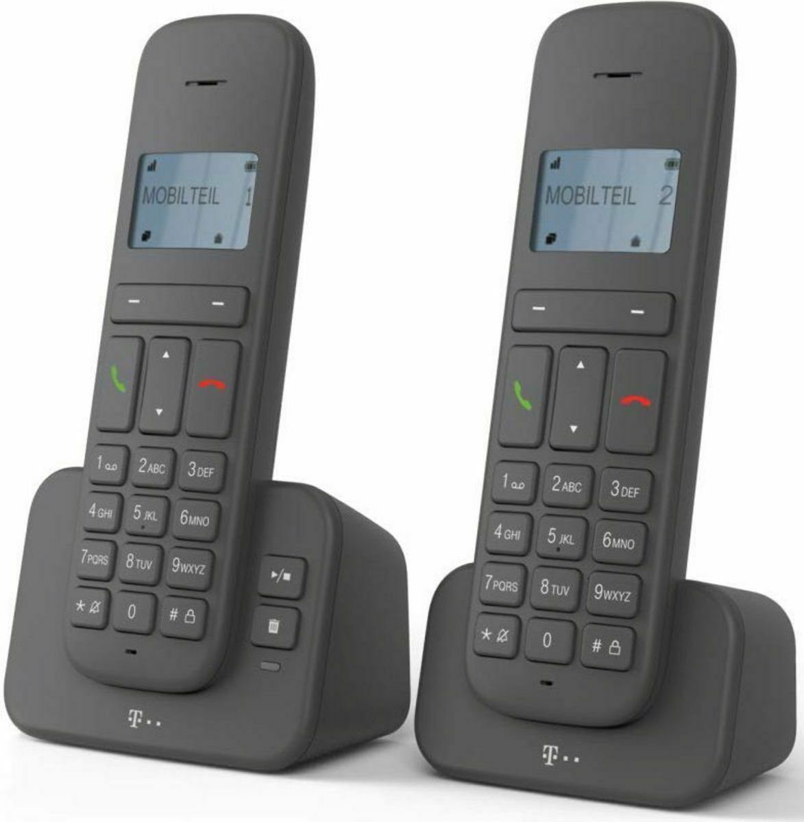 Telekom »Telekom Sinus CA 37 duo anthrazit schnurloses Telefon mit  Anrufbeantworter« Schnurloses DECT-Telefon (Mobilteile: 2, mit  Anrufbeantworter & Freisprechen & 12-stelliges Dot-Matrix-Display) online  kaufen | OTTO