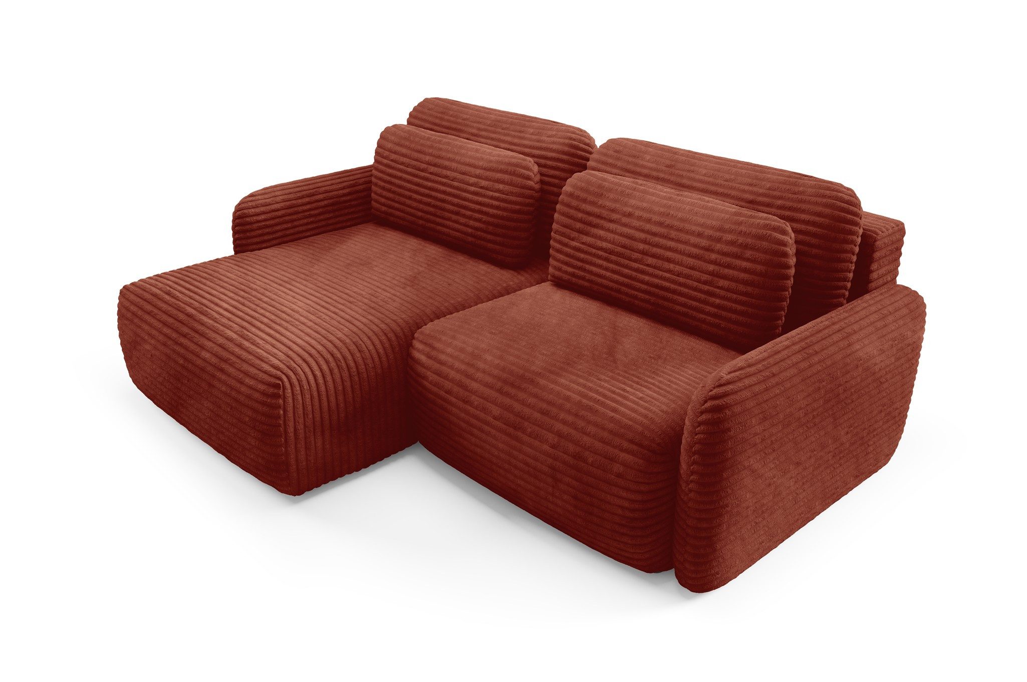 Fun Möbel Ecksofa Schlafsofa SIMONE mit Ottomane in Stoff Ambience, ausziehbare Liegefläche, Bettkasten, Rücken echt bezogen
