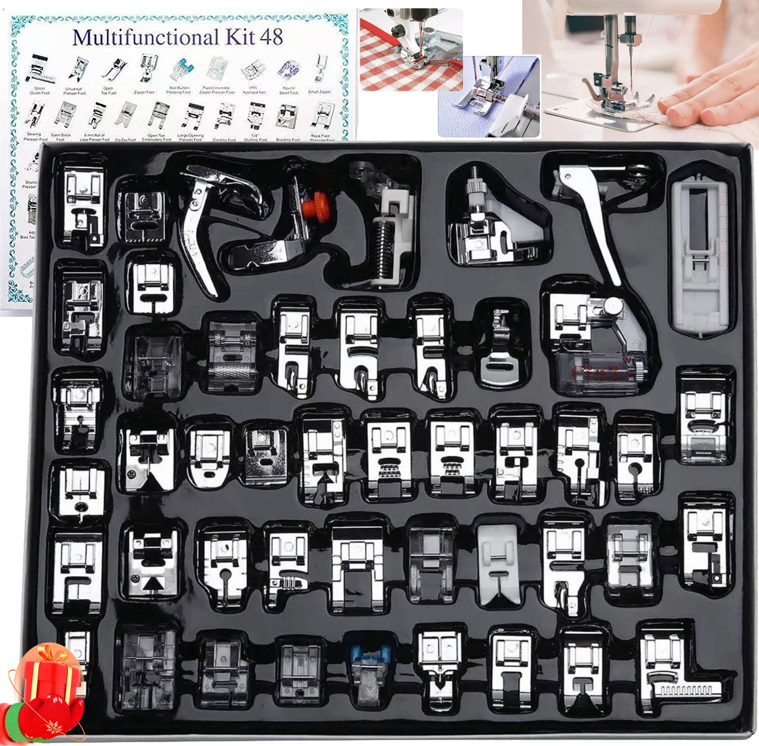 Overlock-Nähmaschine Multifunktionales Nähmaschinen-Nähfuß-Set 48-teilig
