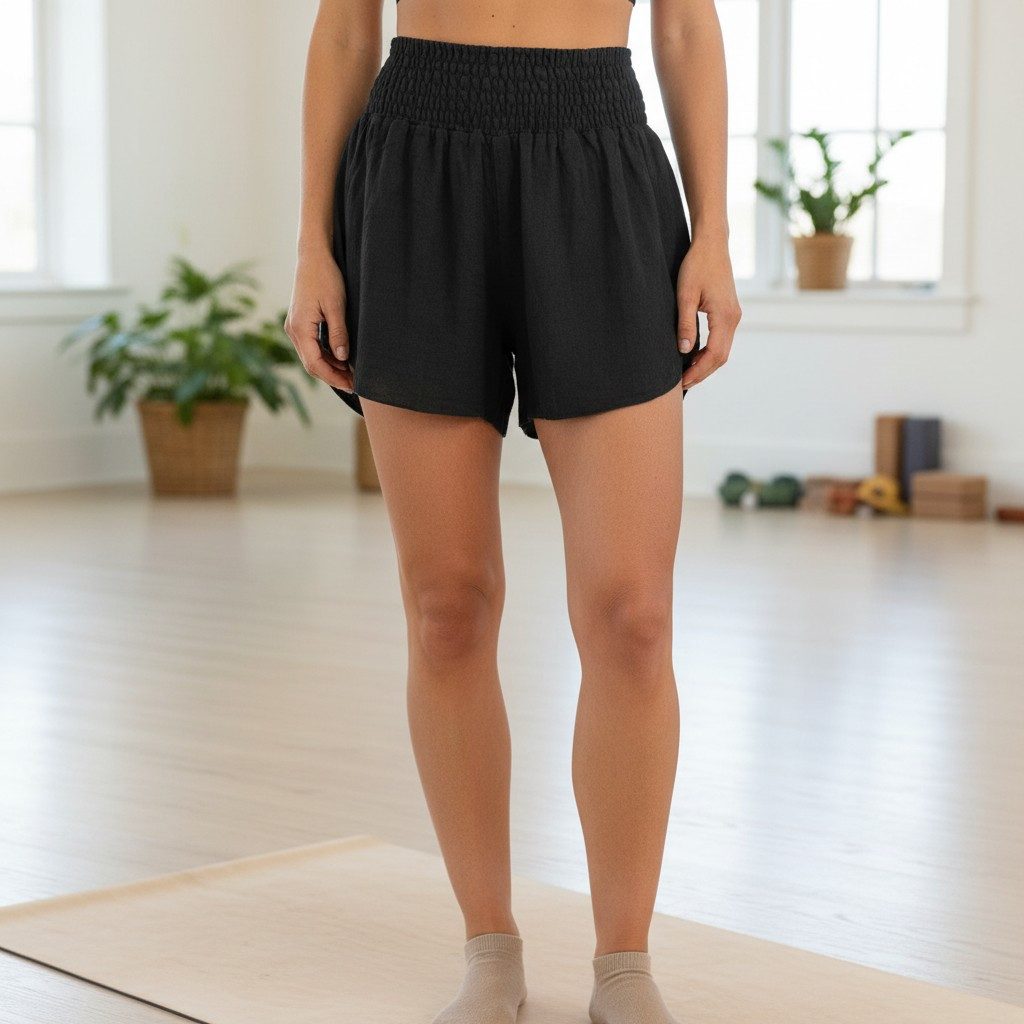 Guru-Shop Hose & Shorts Yoga Shorts Boho chic, kurze Hose - schwarz alterna günstig online kaufen